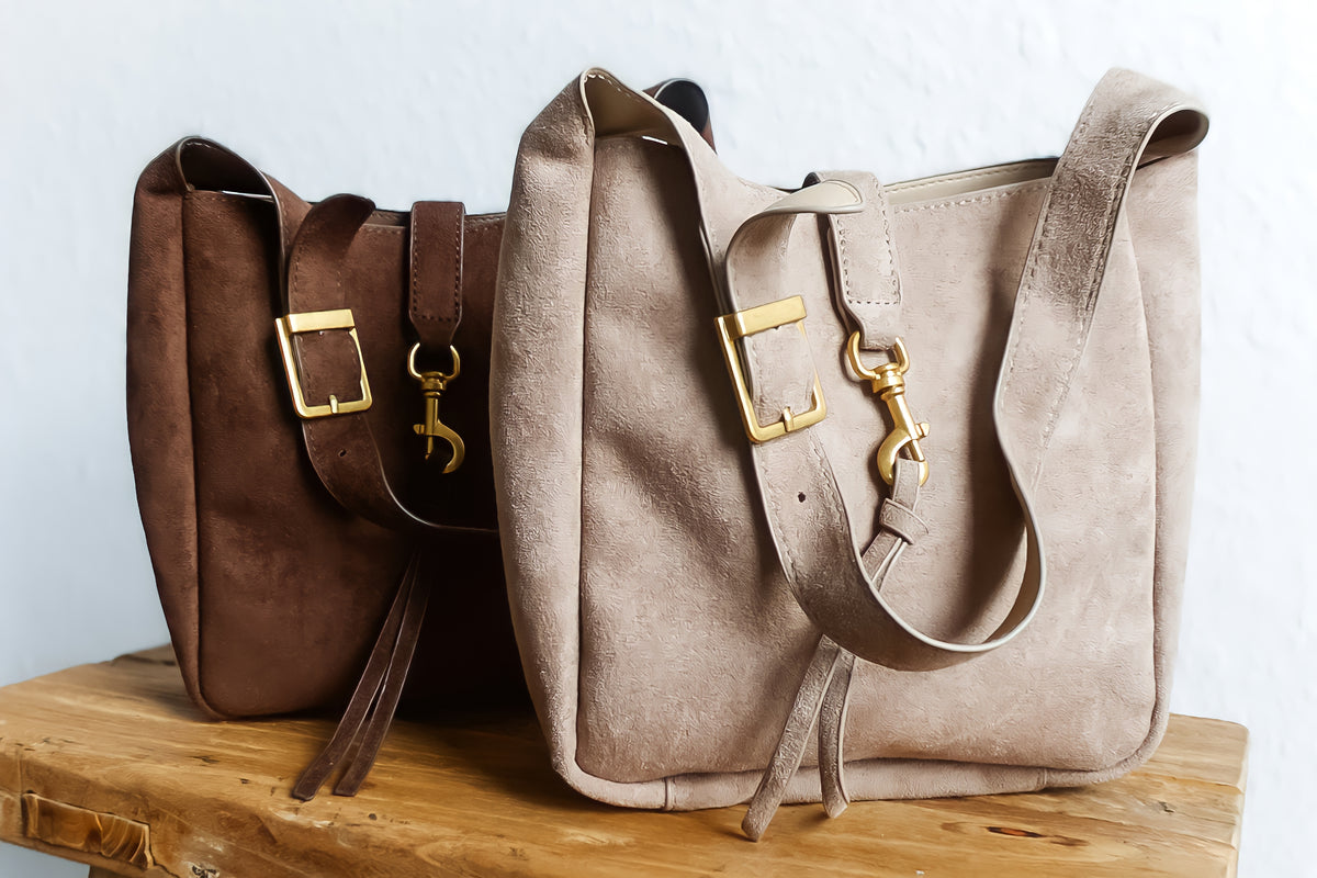 Noa Suede Small Bag - Taupe