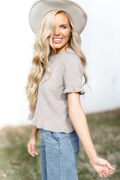 Winter Moment Sweater Top - Taupe