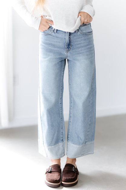 Sutton Two Toned Slim Wide Jeans