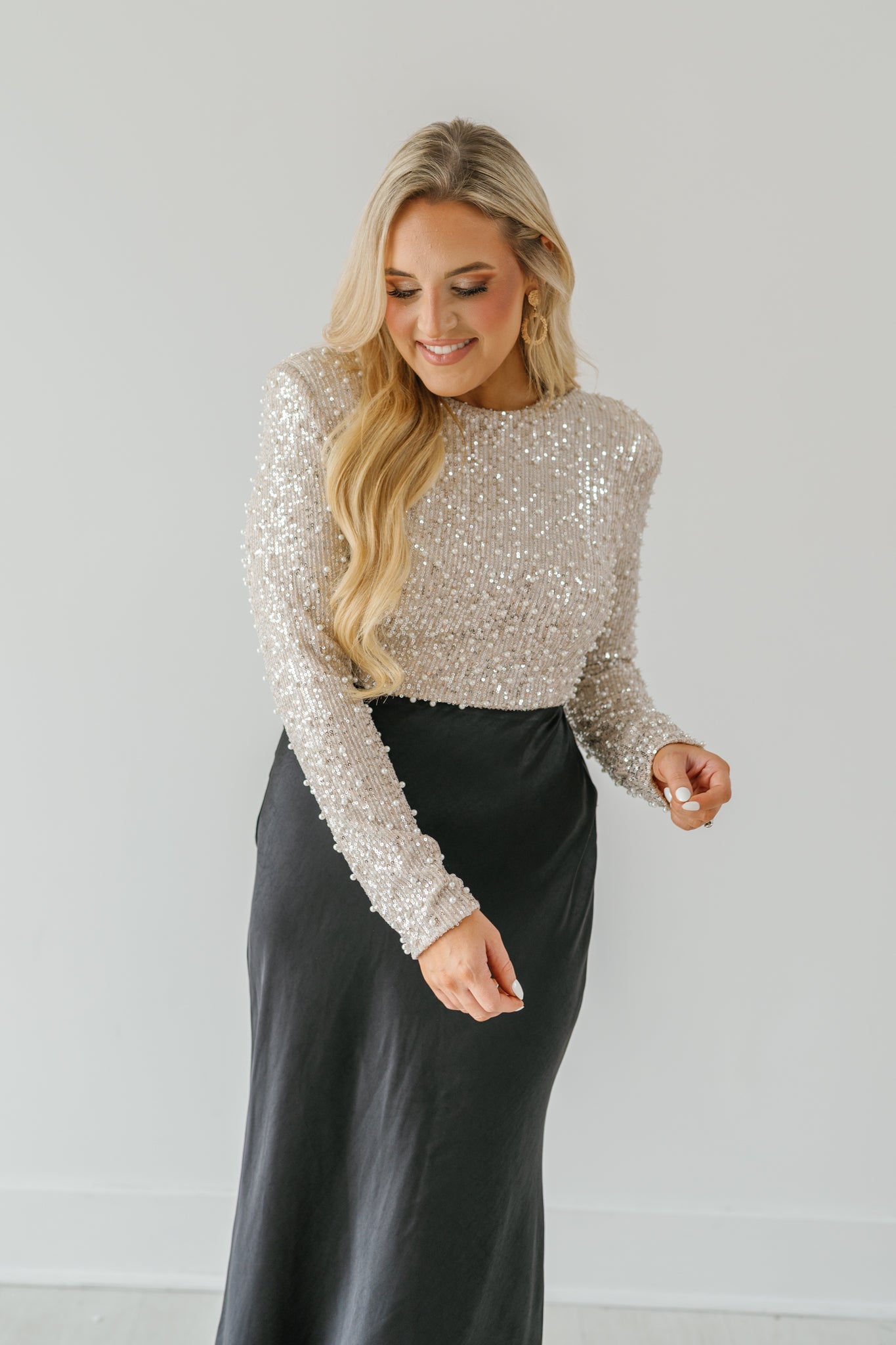 Holiday Shimmer Top-Nude