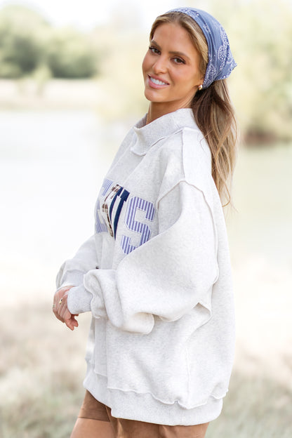 Jesus Embroidered Sweatshirt - Ash Grey
