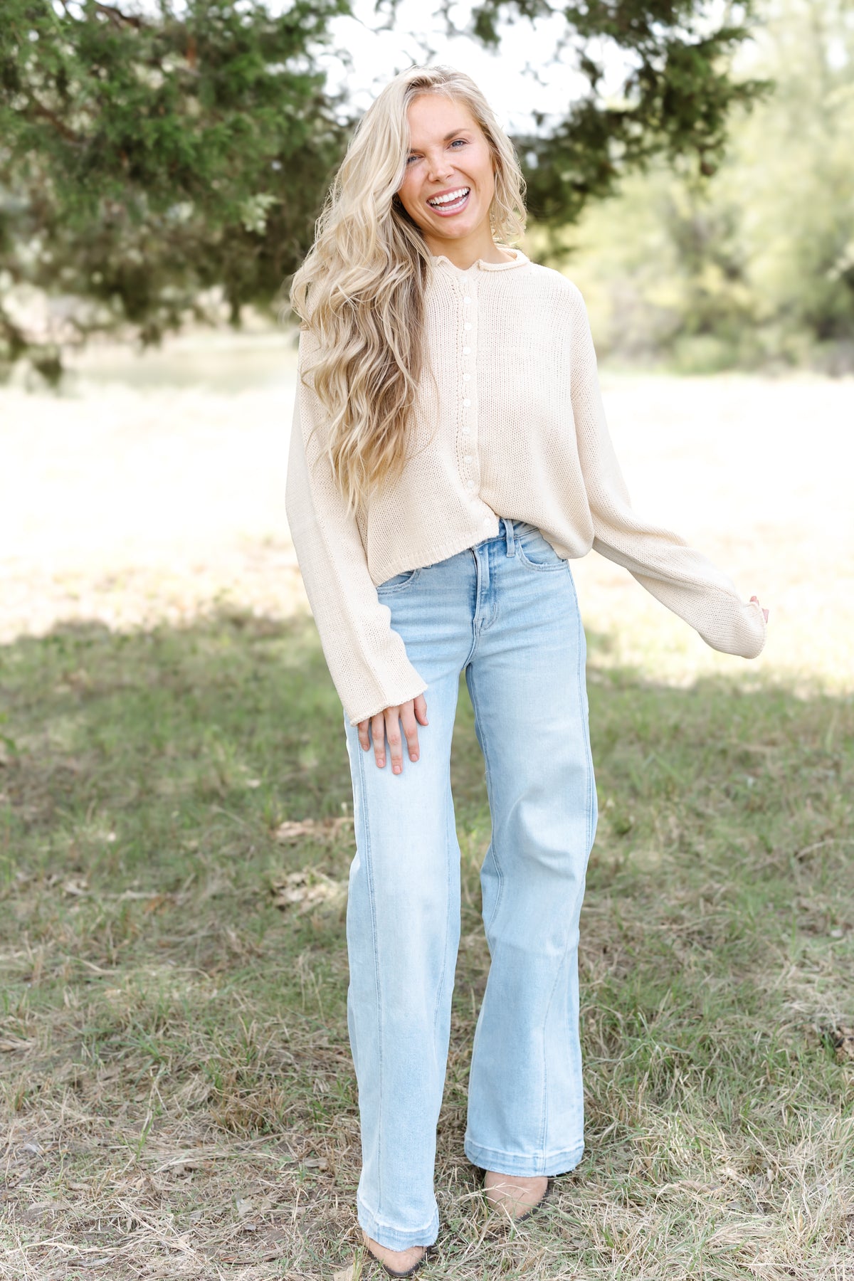 Travis HR Side Panel Wide Leg Jeans