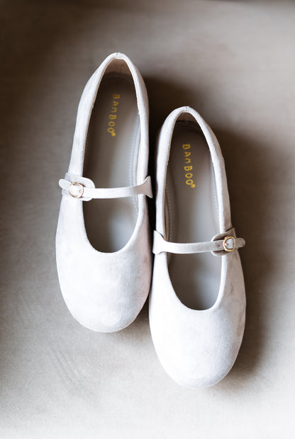 JPO: Mary Jane Flat - Light Taupe Faux Suede