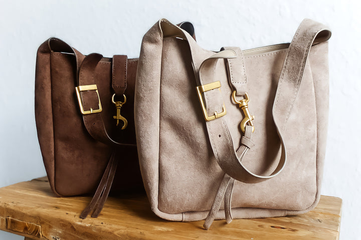 Noa Suede Small Bag - Taupe
