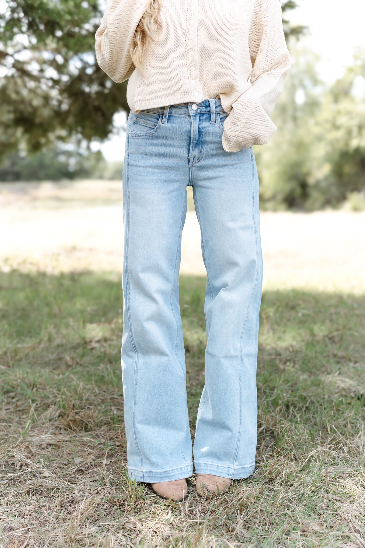 Travis HR Side Panel Wide Leg Jeans