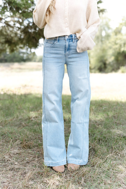 Travis HR Side Panel Wide Leg Jeans