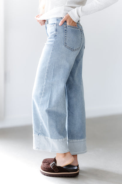 Sutton Two Toned Slim Wide Jeans