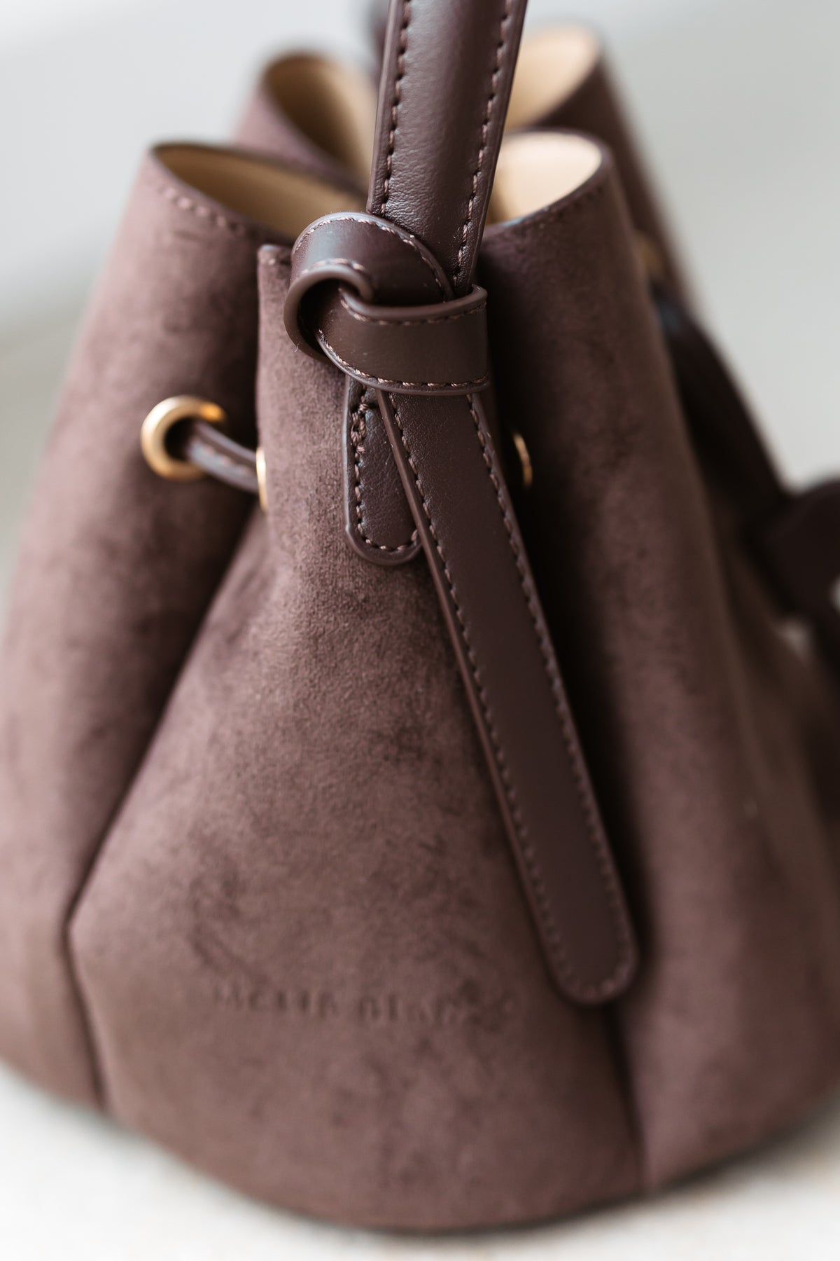 Laguna Mini Vegan Suede Top Handle Bag - Chocolate