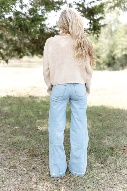 Travis HR Side Panel Wide Leg Jeans