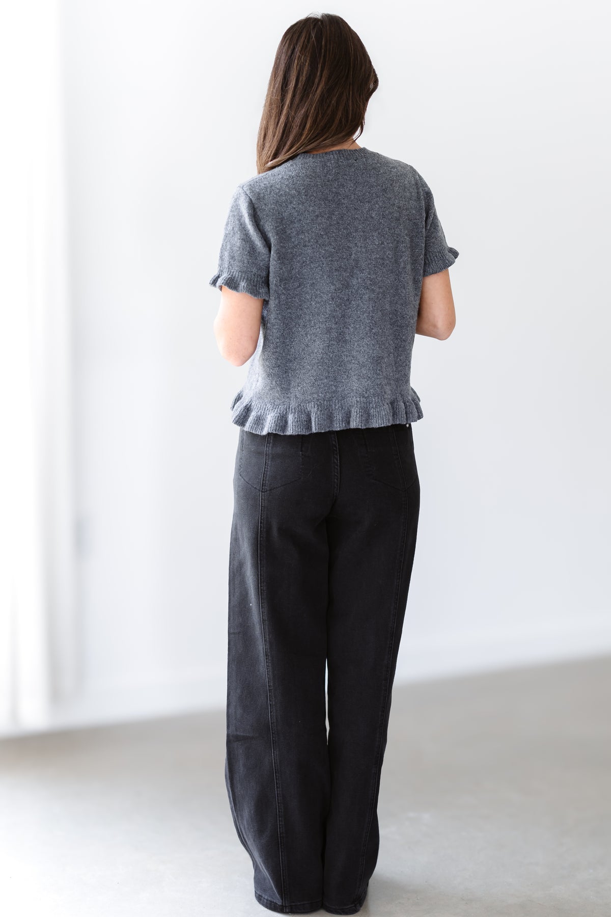 Winter Moment Sweater Top - Charcoal