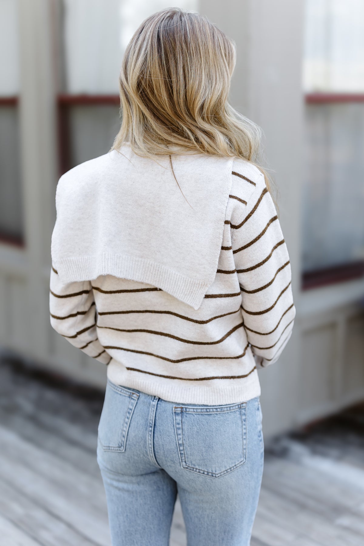 Lakefront Sunset Top With Scarf - Cream