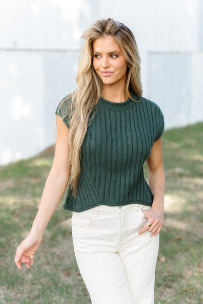 Down The Path Sweater Top - Green