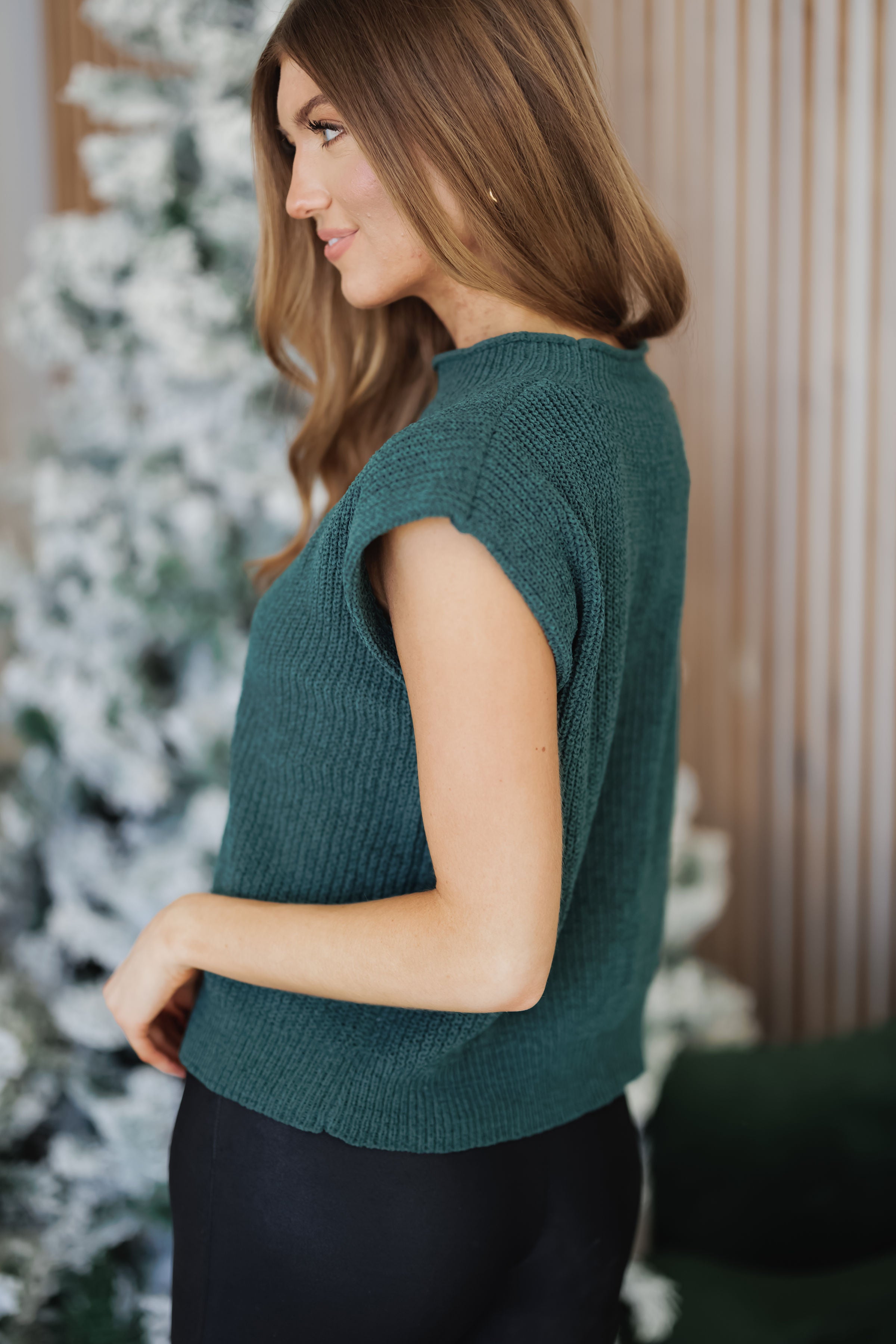 Winterberry Sweater Top-Forest