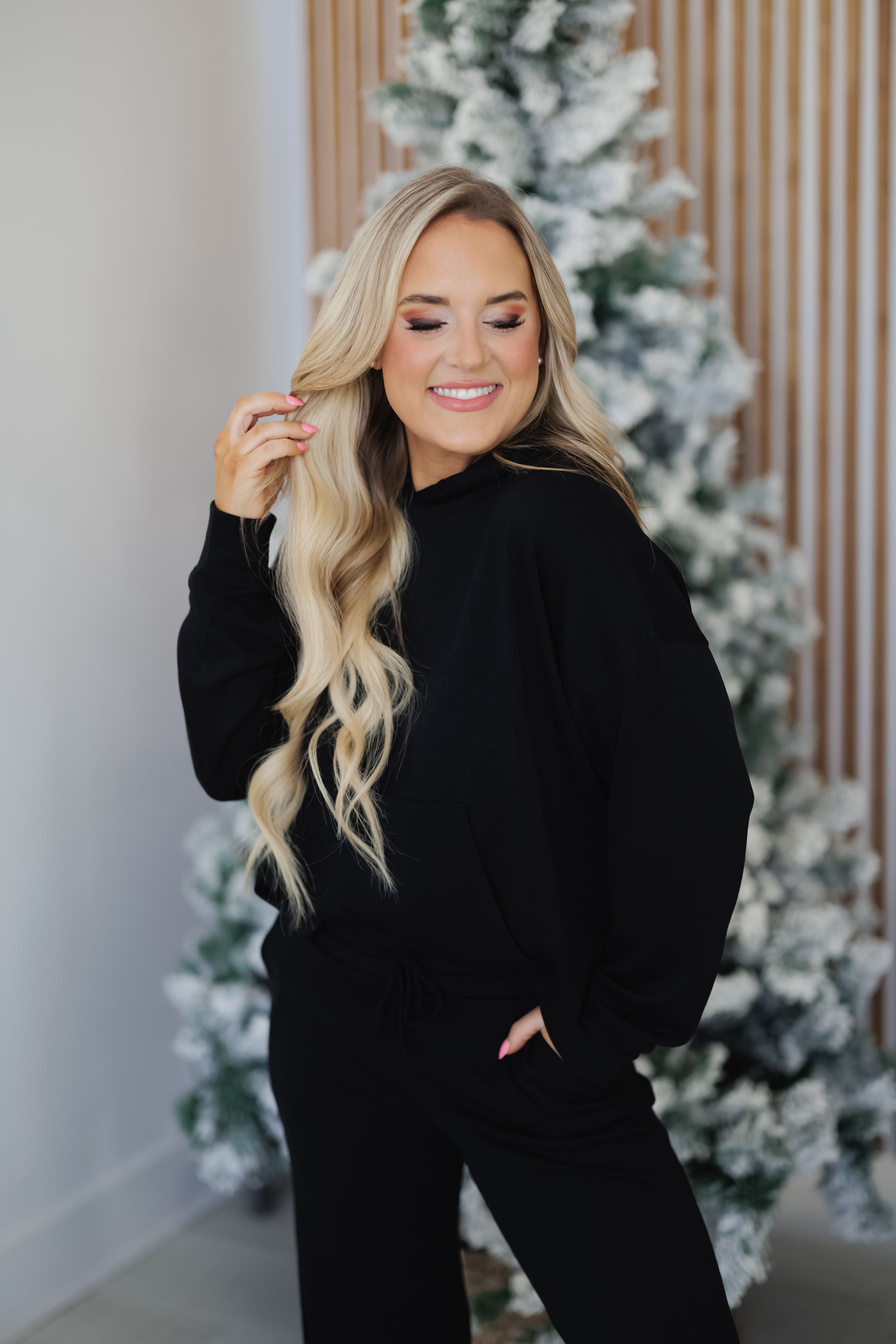 Sweetest Touch Lounge Hoodie-Black