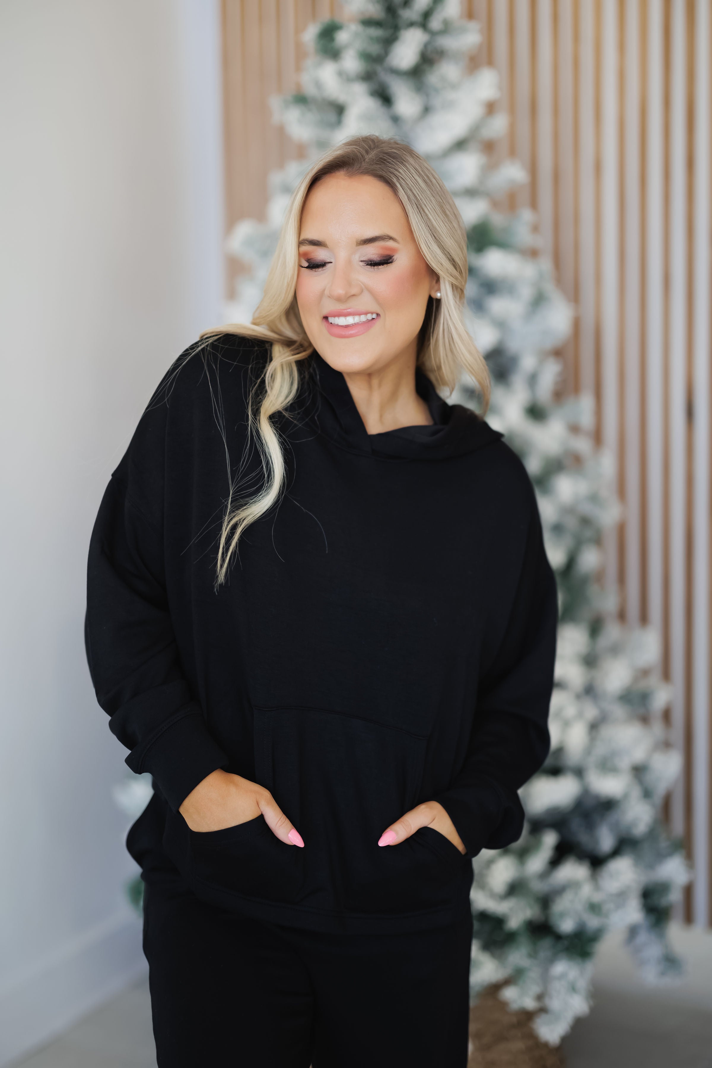 Sweetest Touch Lounge Hoodie-Black