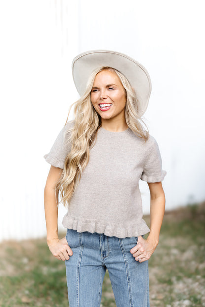 Winter Moment Sweater Top - Taupe