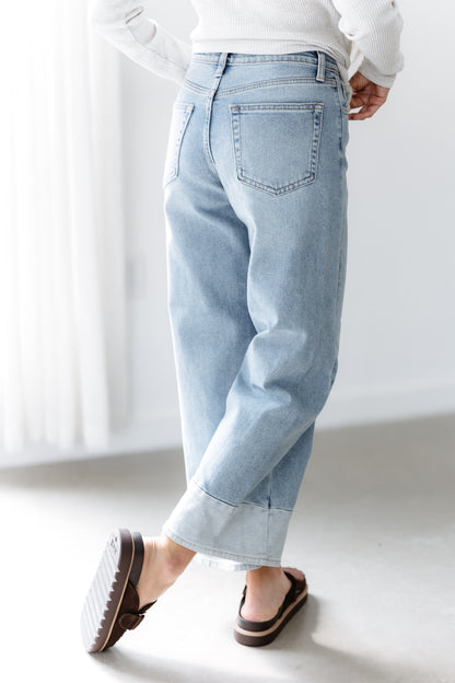 Sutton Two Toned Slim Wide Jeans