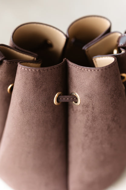 Laguna Mini Vegan Suede Top Handle Bag - Chocolate