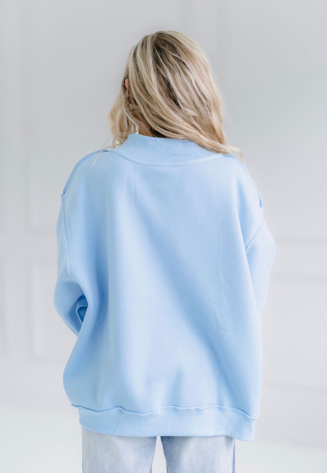Jesus/God Is Good Reversible Sweatshirt-Sky Blue