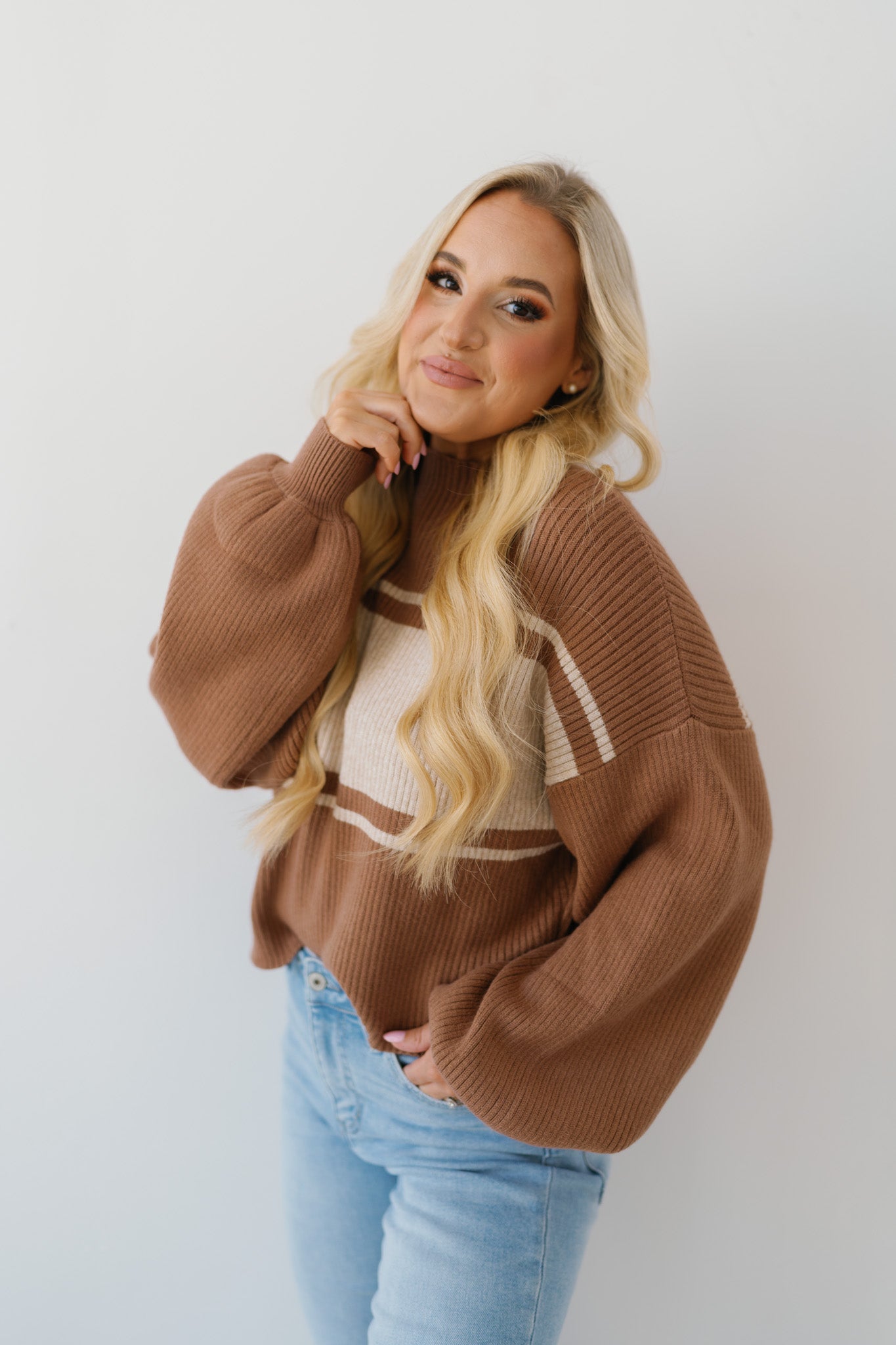Never Too Late Sweater-Brown/Taupe