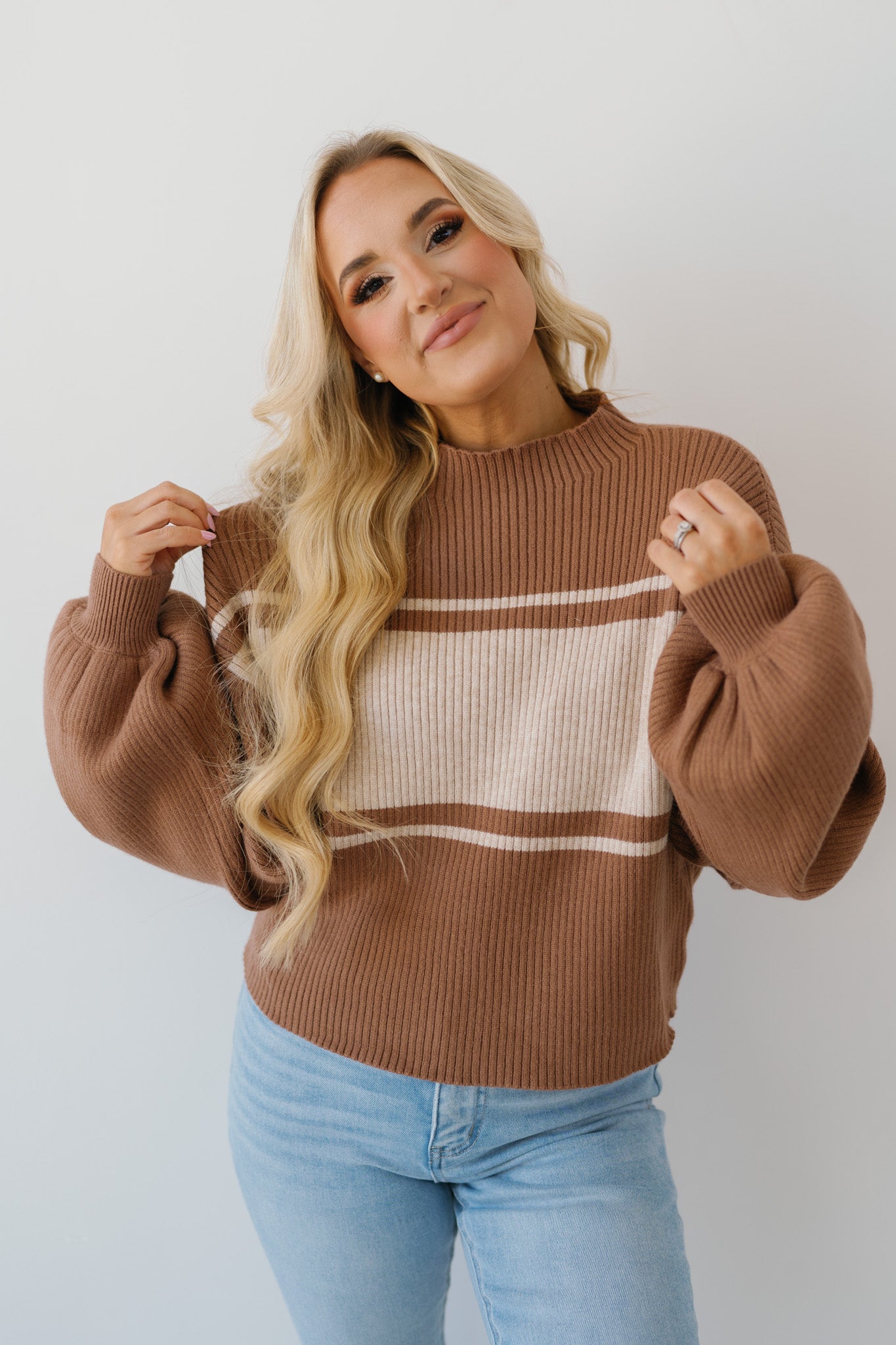Never Too Late Sweater-Brown/Taupe