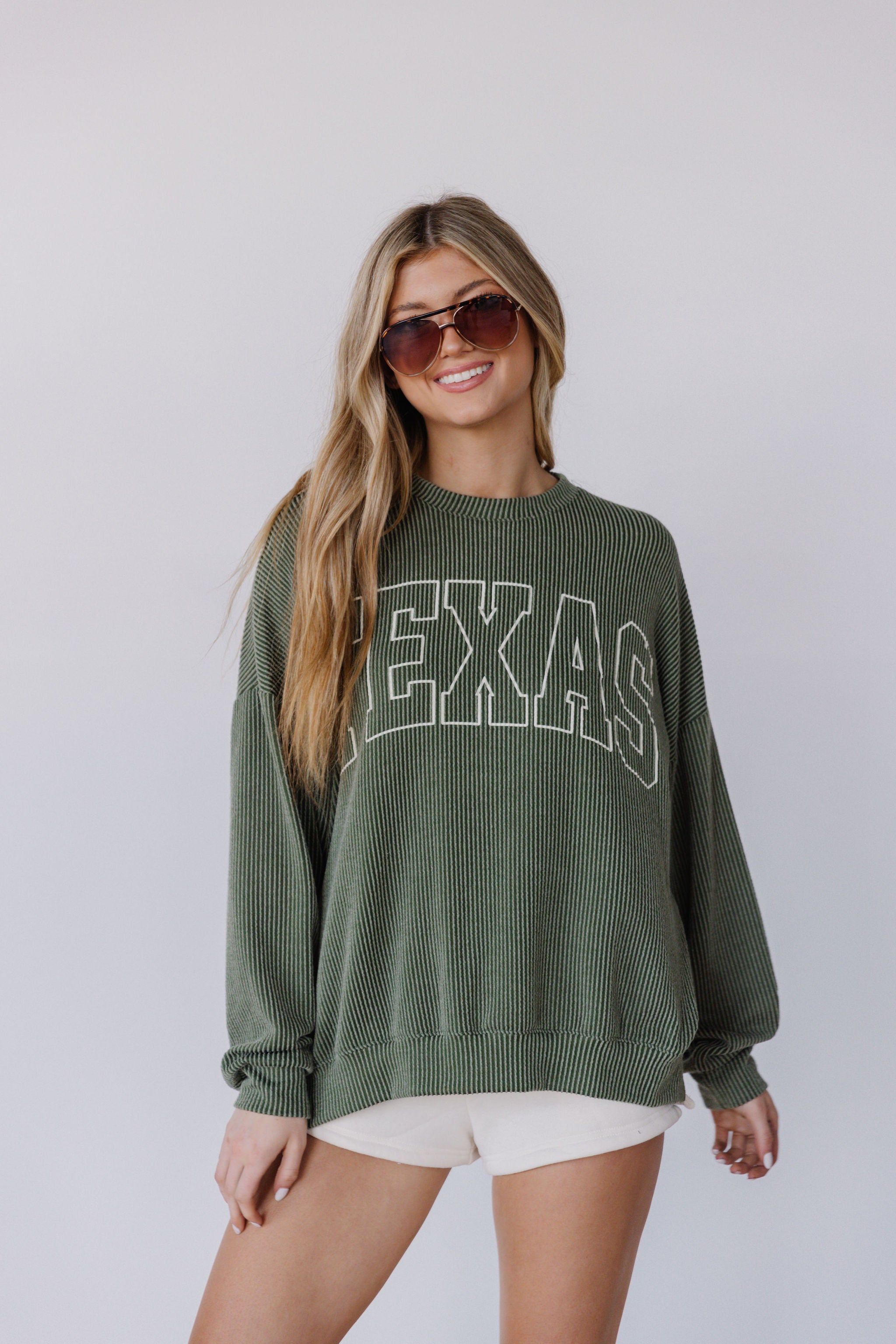 TEXAS Ribbed Pullover-olive