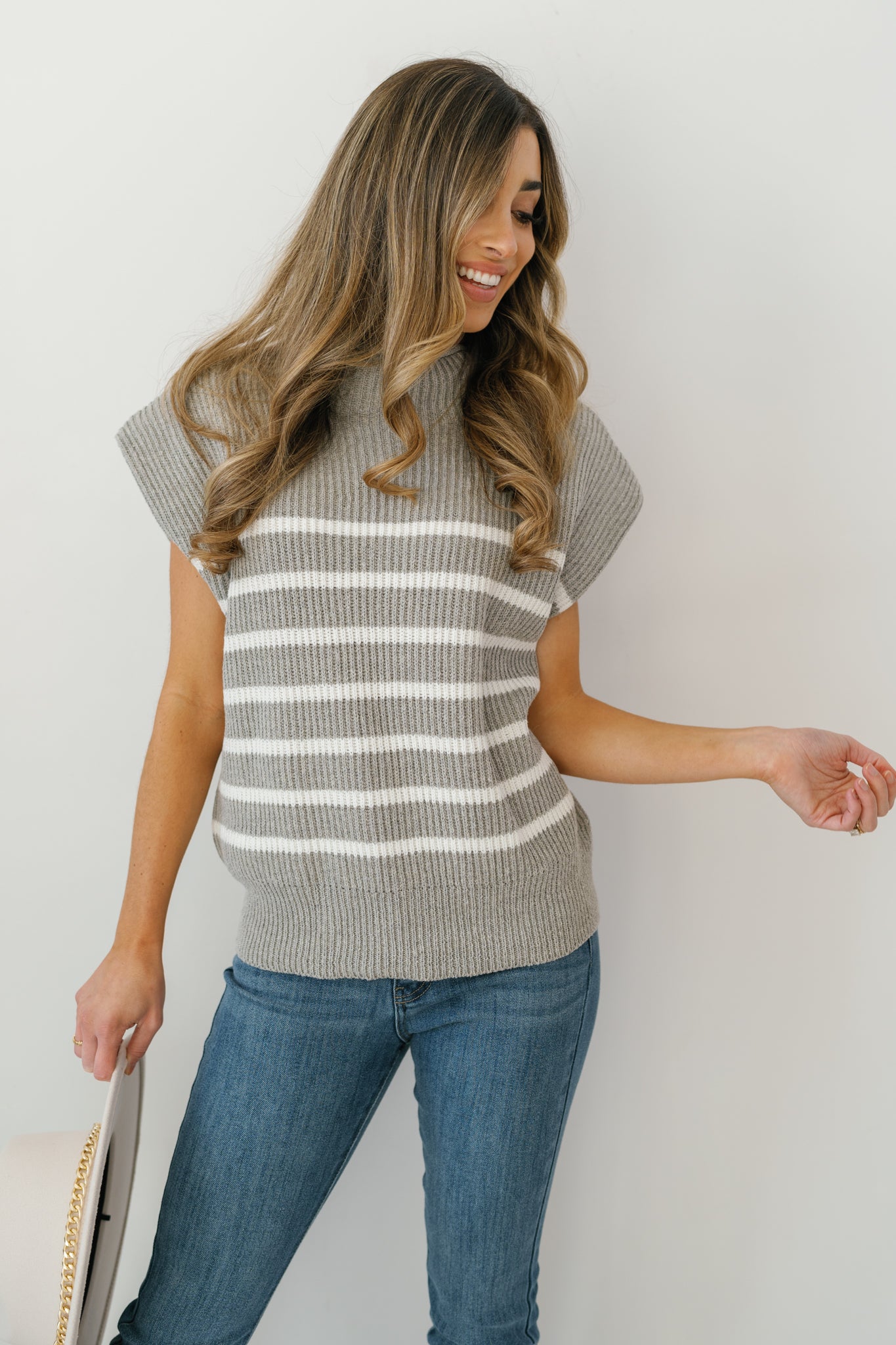Kiki Sweater Vest-Grey/White