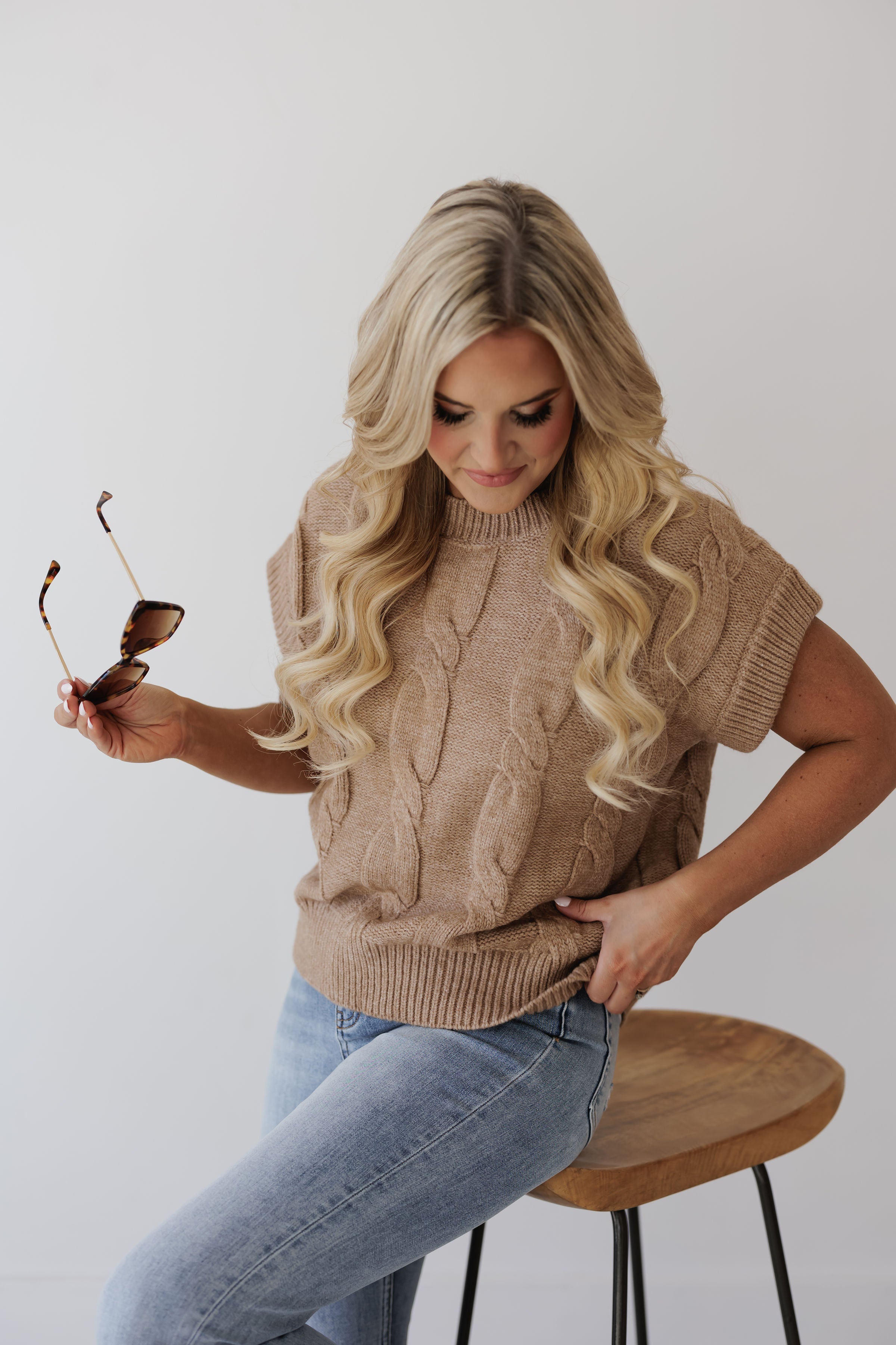 Hannah Cable Knit Sweater - Latte