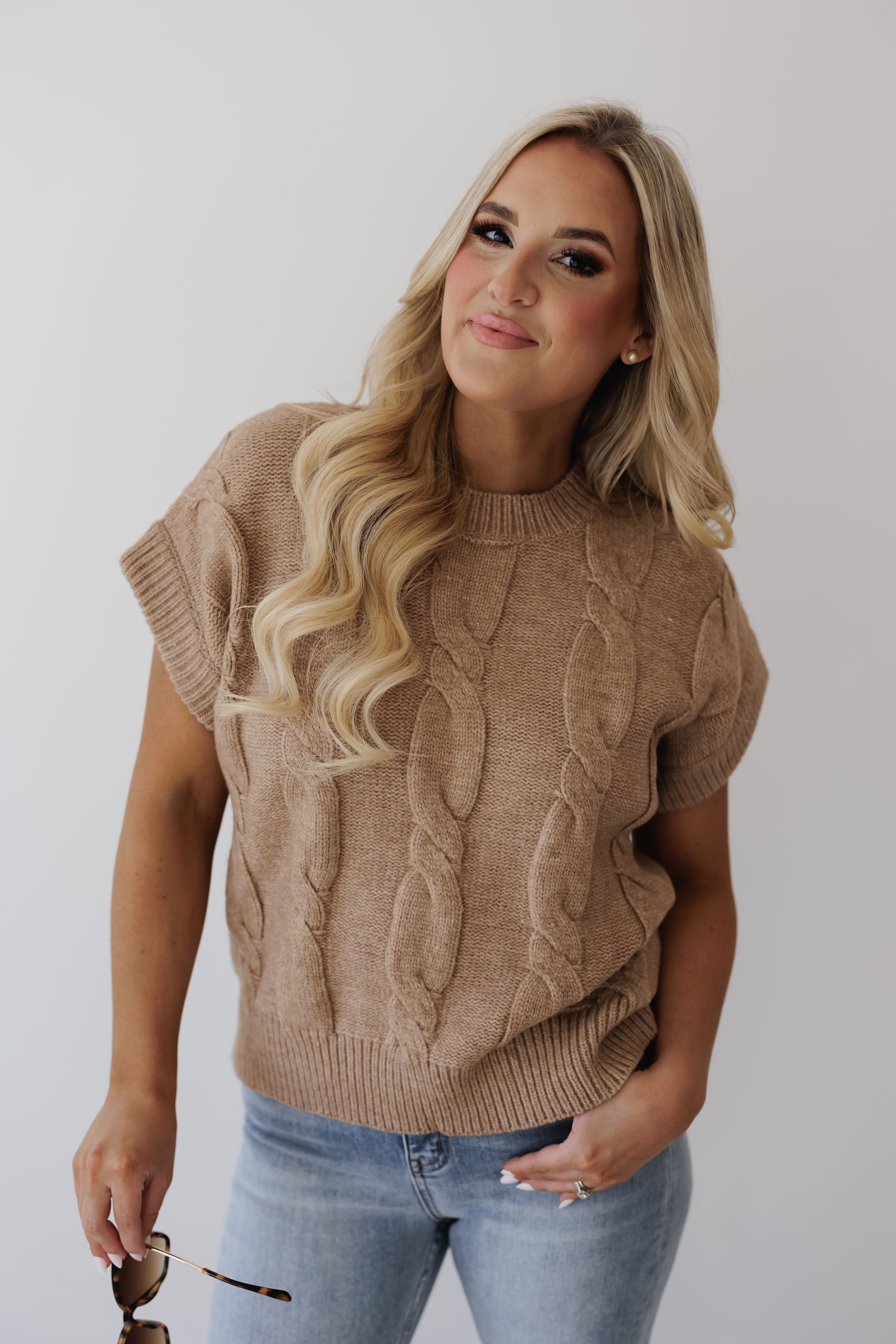 Hannah Cable Knit Sweater - Latte