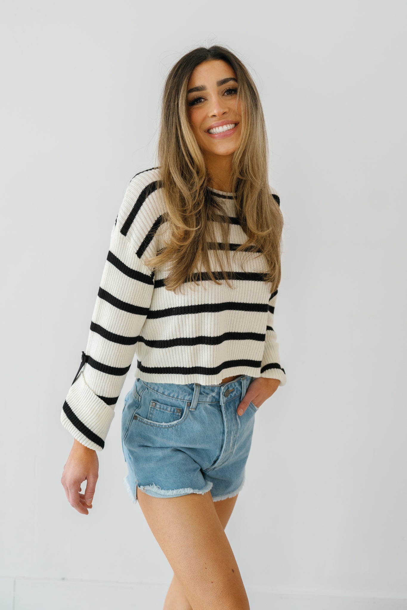 Heather Striped Knitted Top