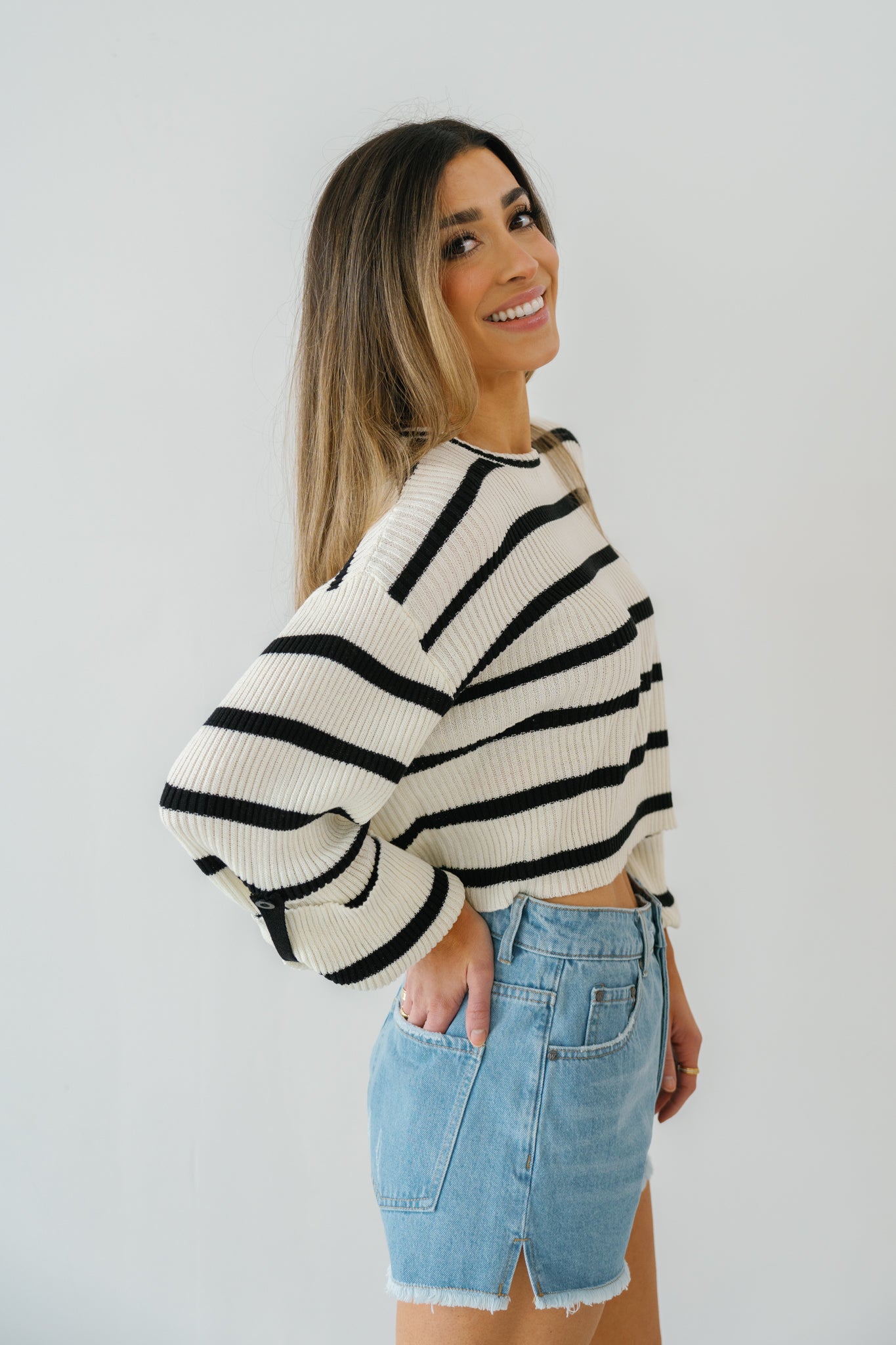 Heather Striped Knitted Top