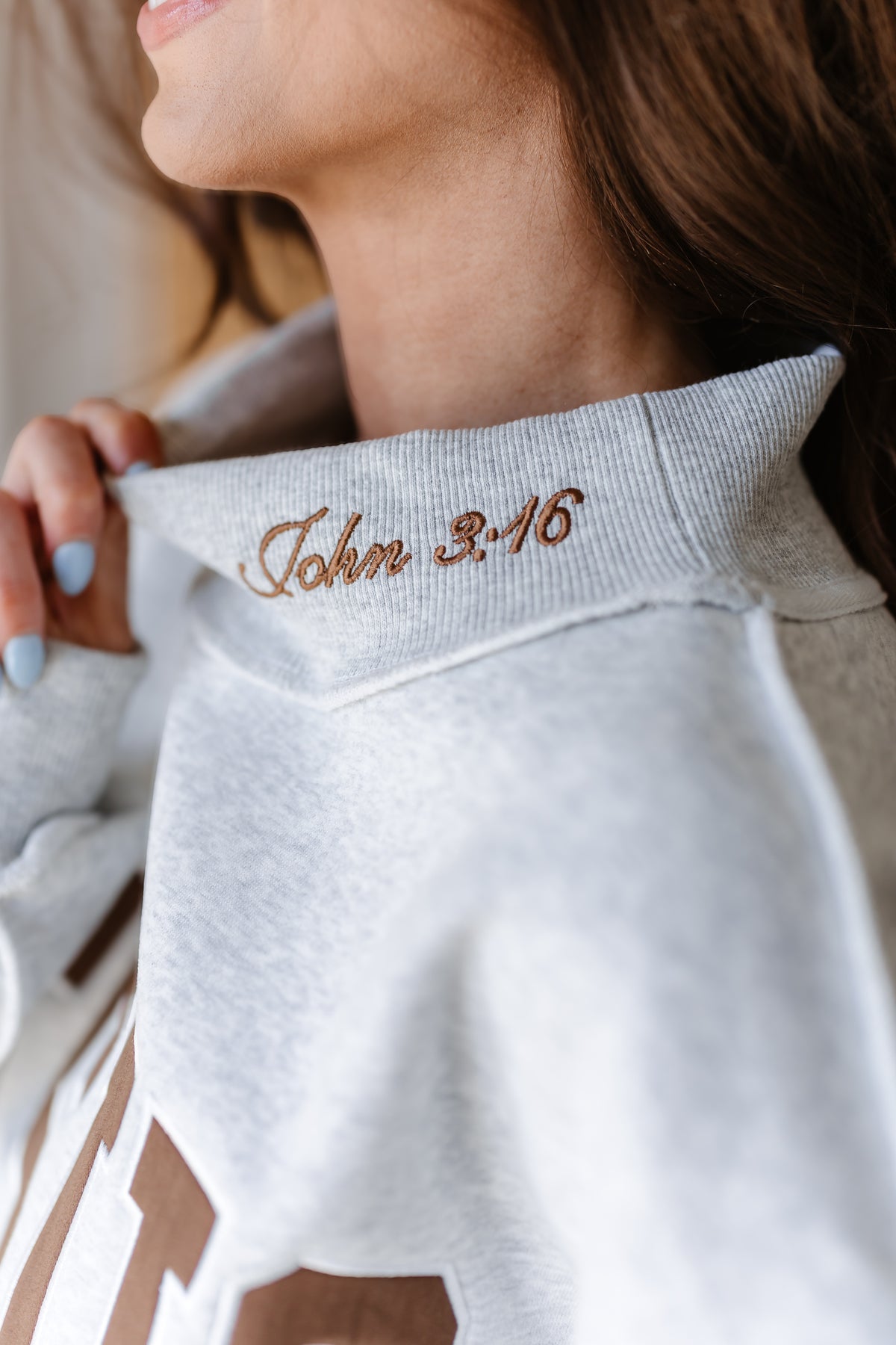 Jesus Embroidered Sweatshirt - Heather Grey
