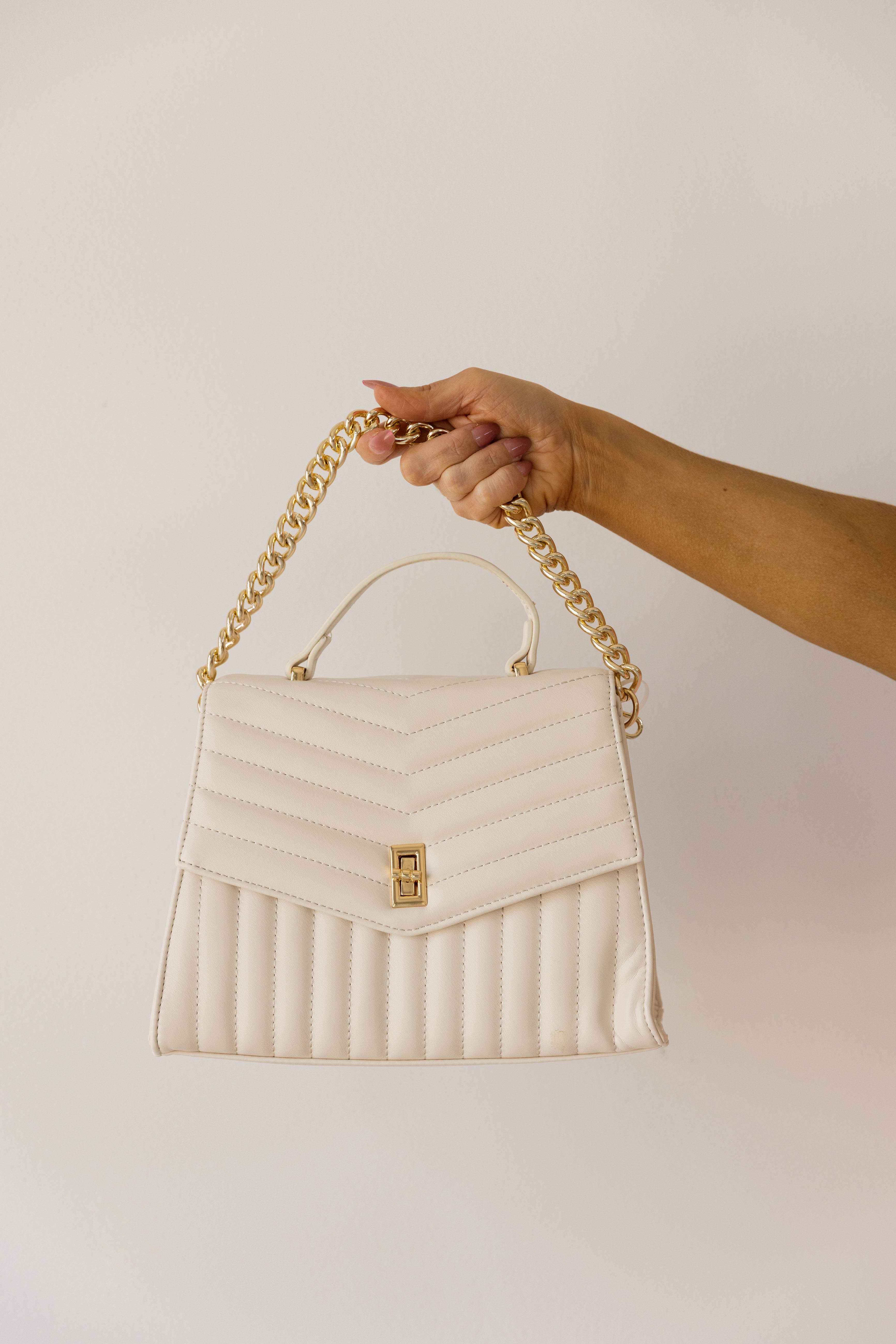 Brooklyn Quilted Satchel-White