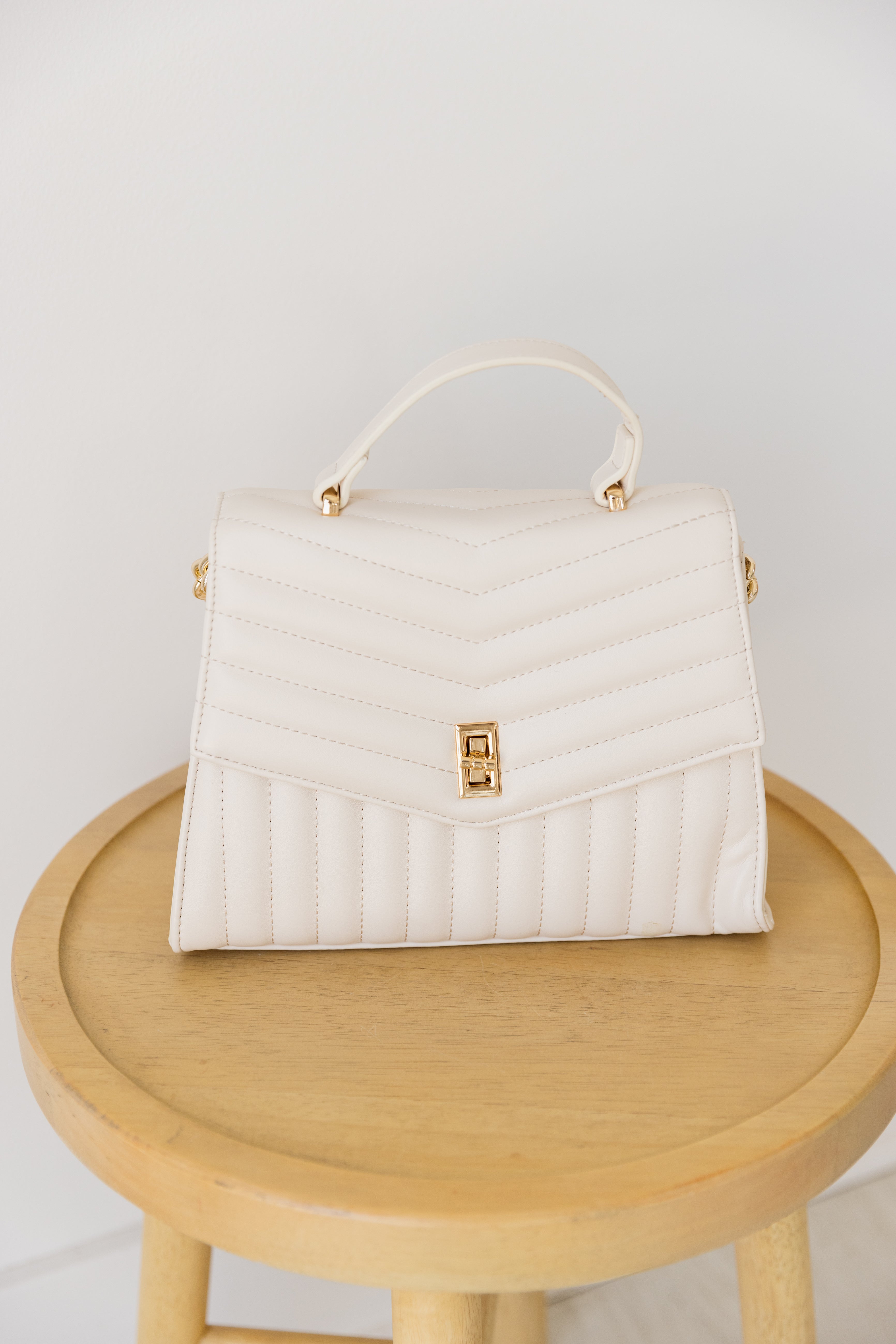 Brooklyn Quilted Satchel-White