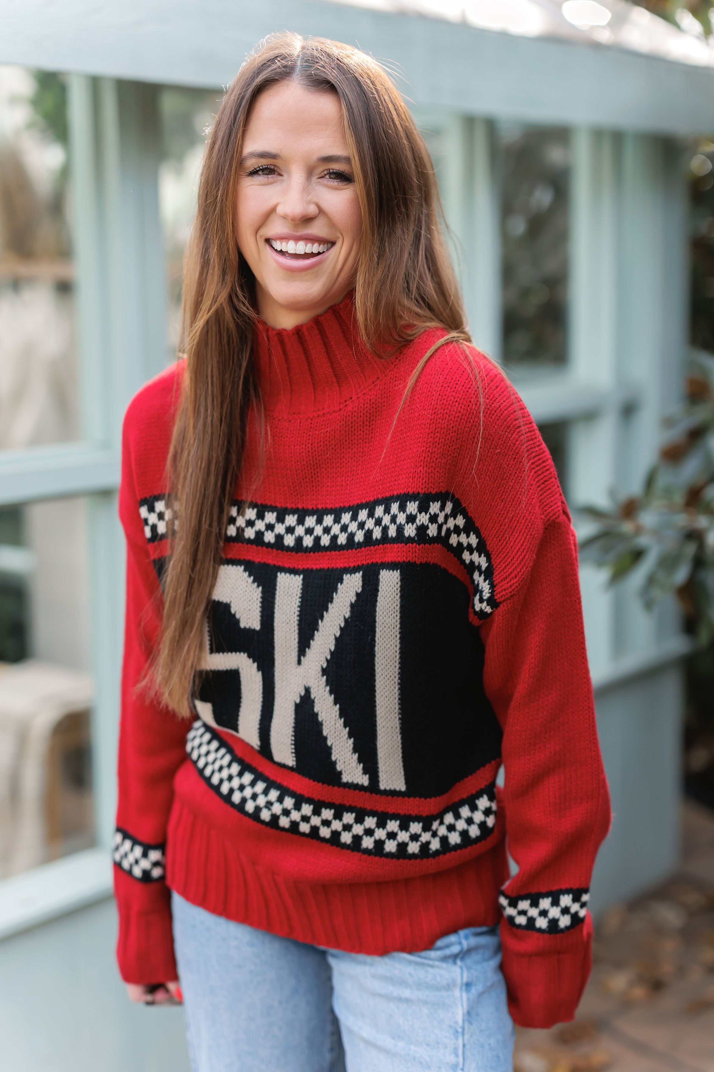 Ski Turtleneck Sweater - Red