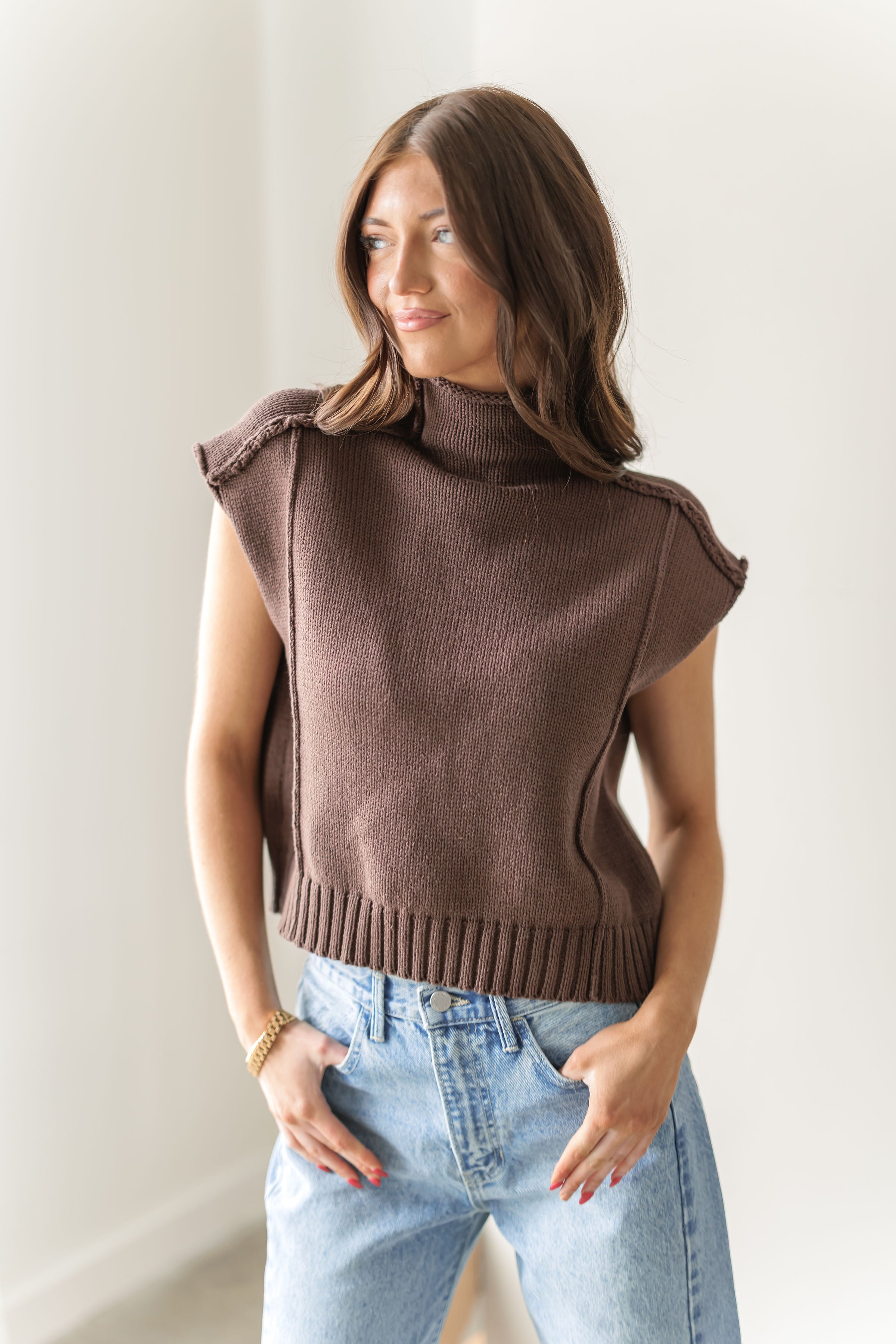 Blank Page Sweater Vest - Choco
