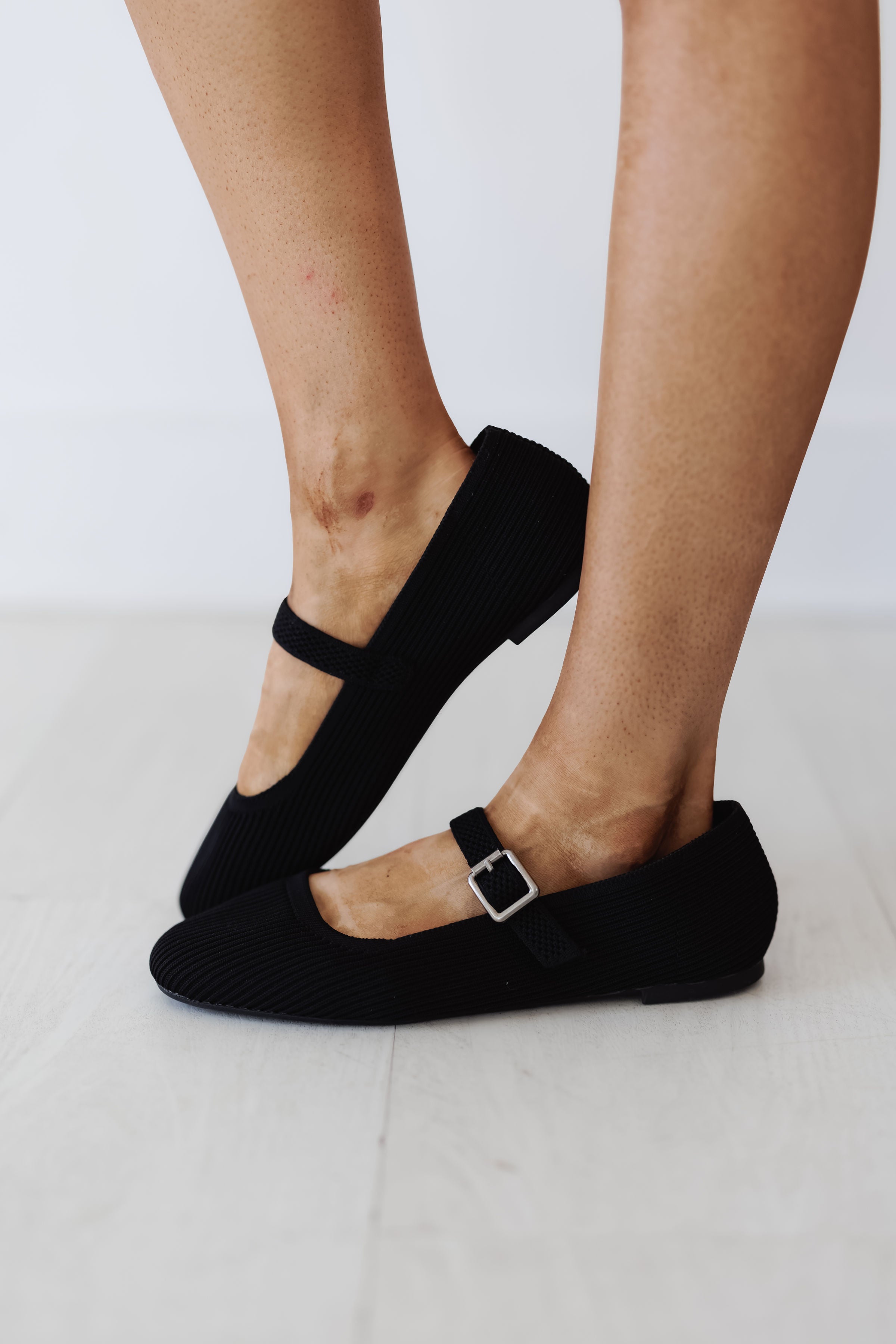 Mia: Brita Mary Jane Flat - Black Knit