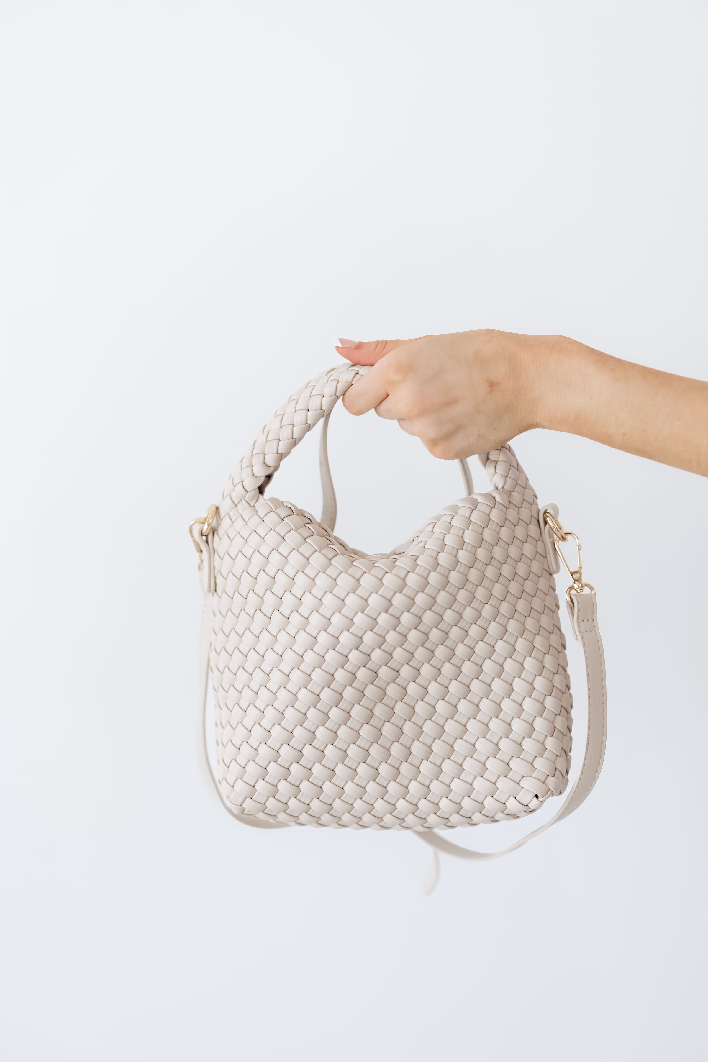 Jessamine Woven Vegan Leather Crossbody - Ivory