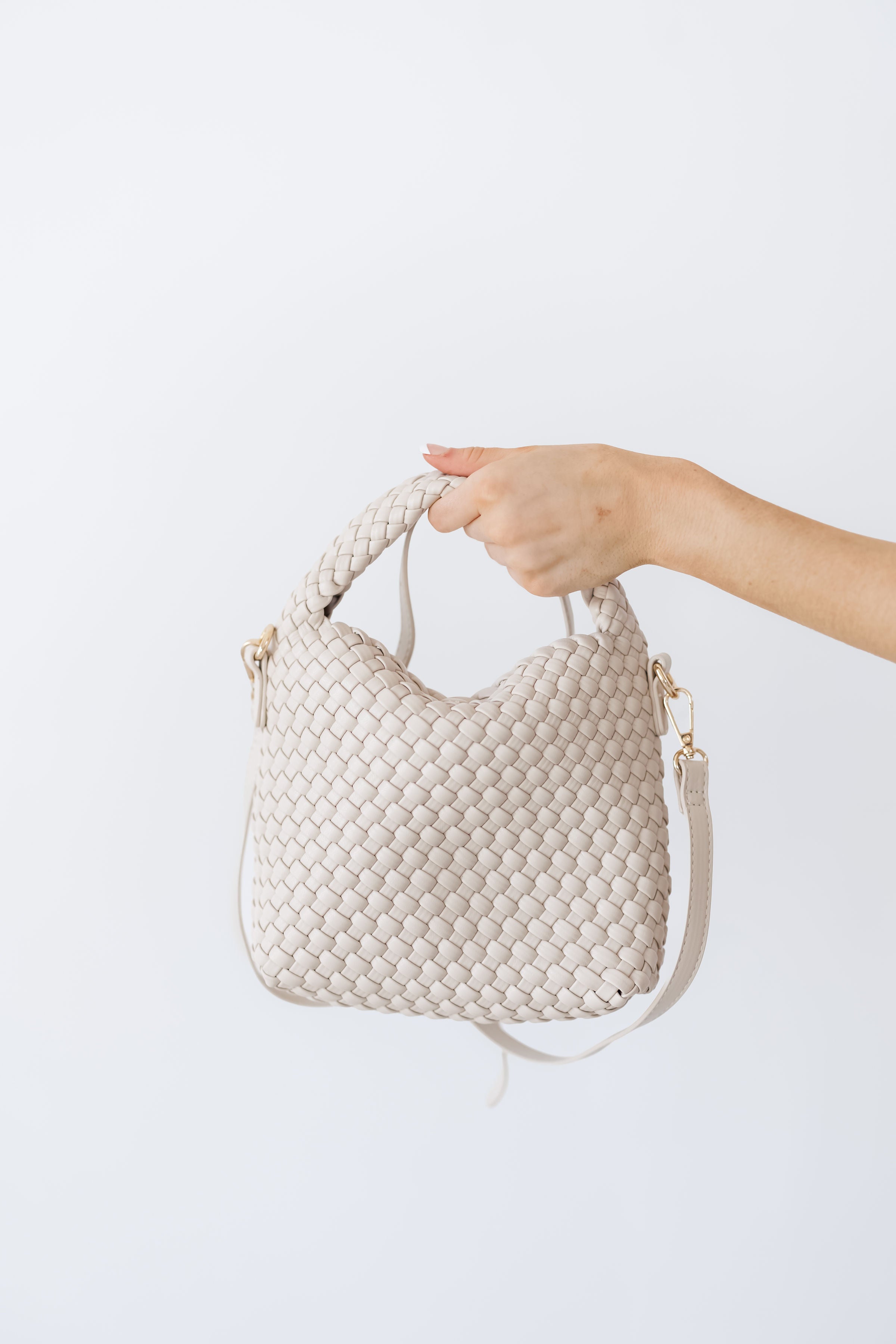 Jessamine Woven Vegan Leather Crossbody - Ivory