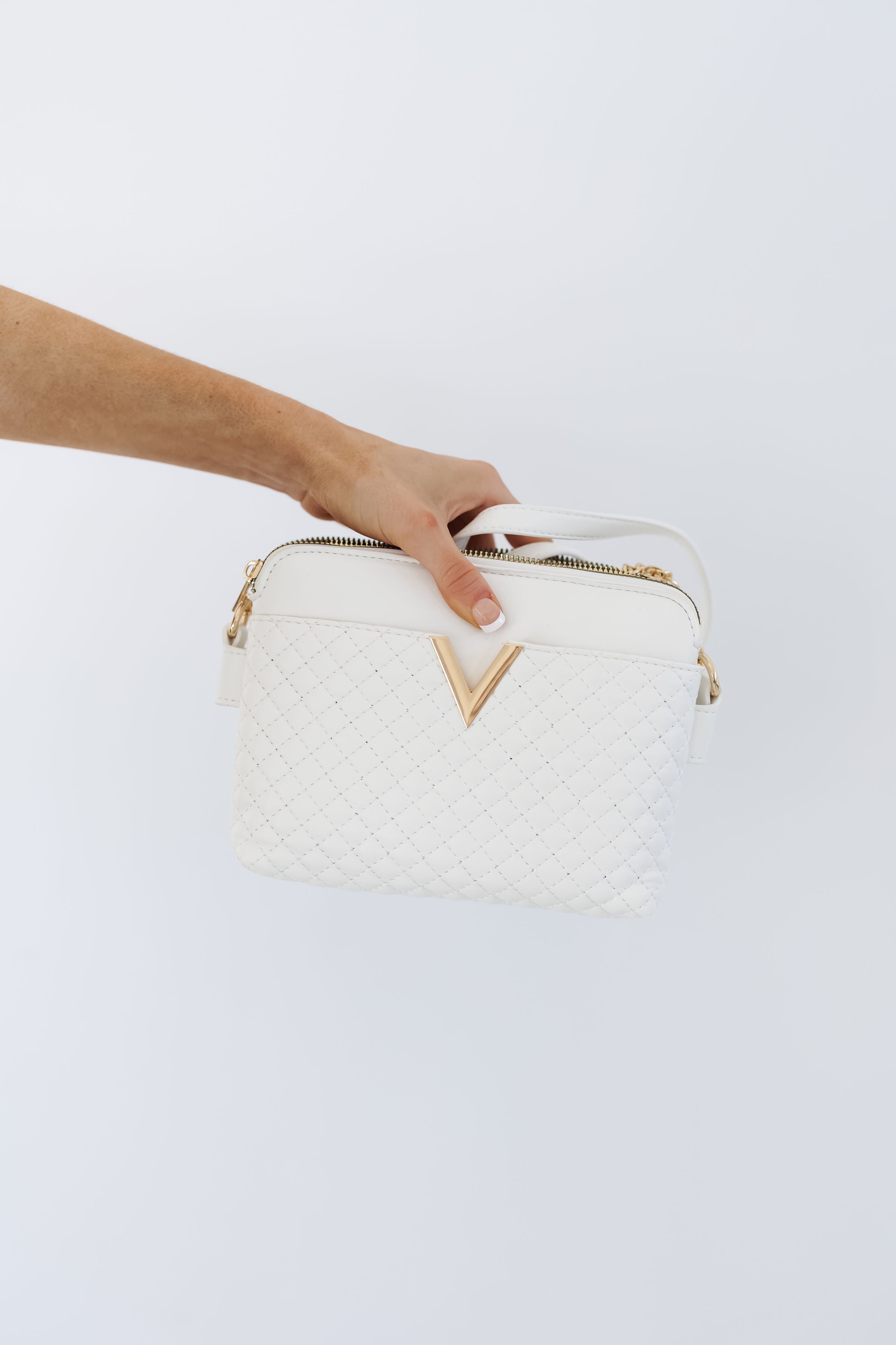 Lila Quilted Crossbody Bag - White