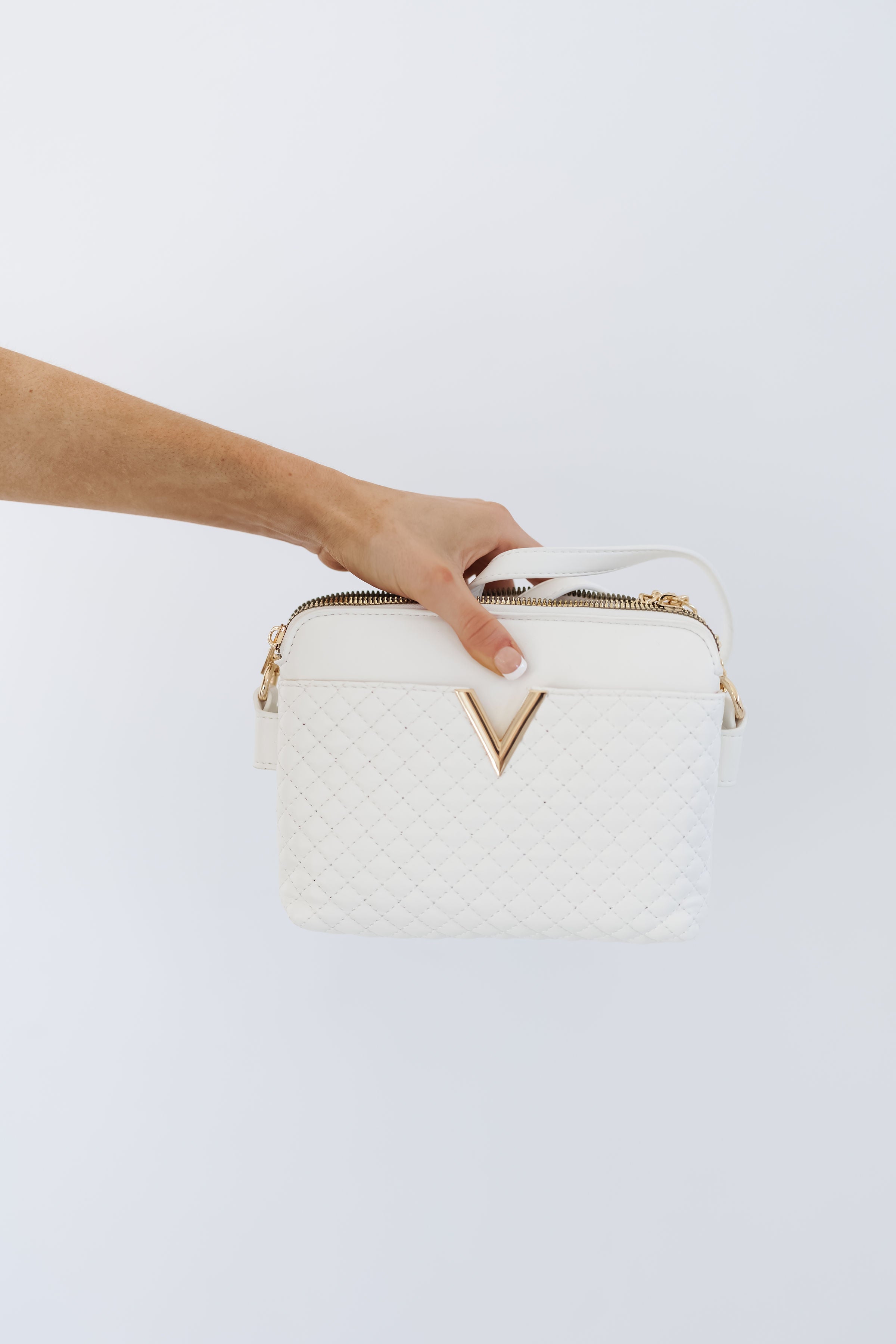 Lila Quilted Crossbody Bag - White