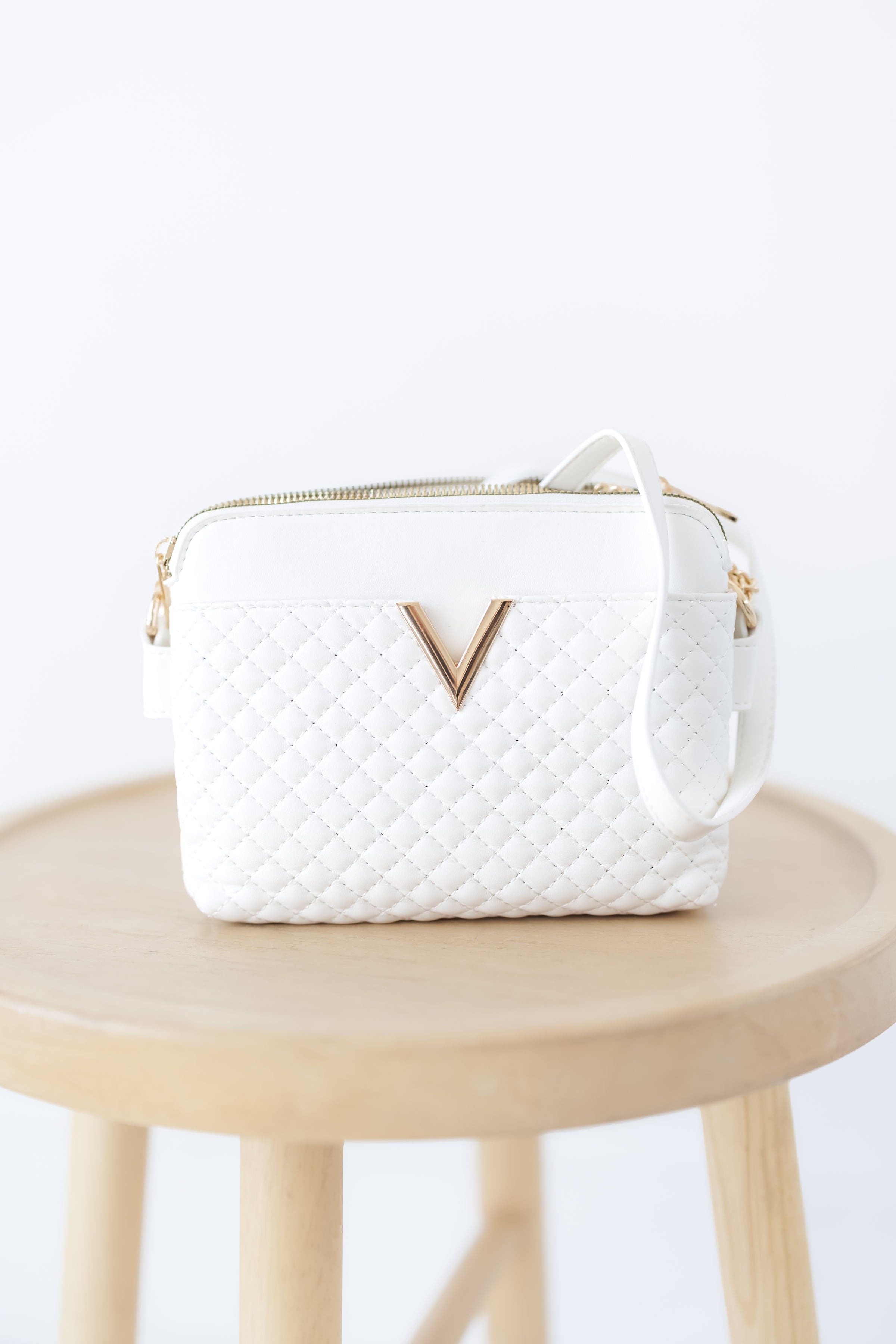 Lila Quilted Crossbody Bag - White