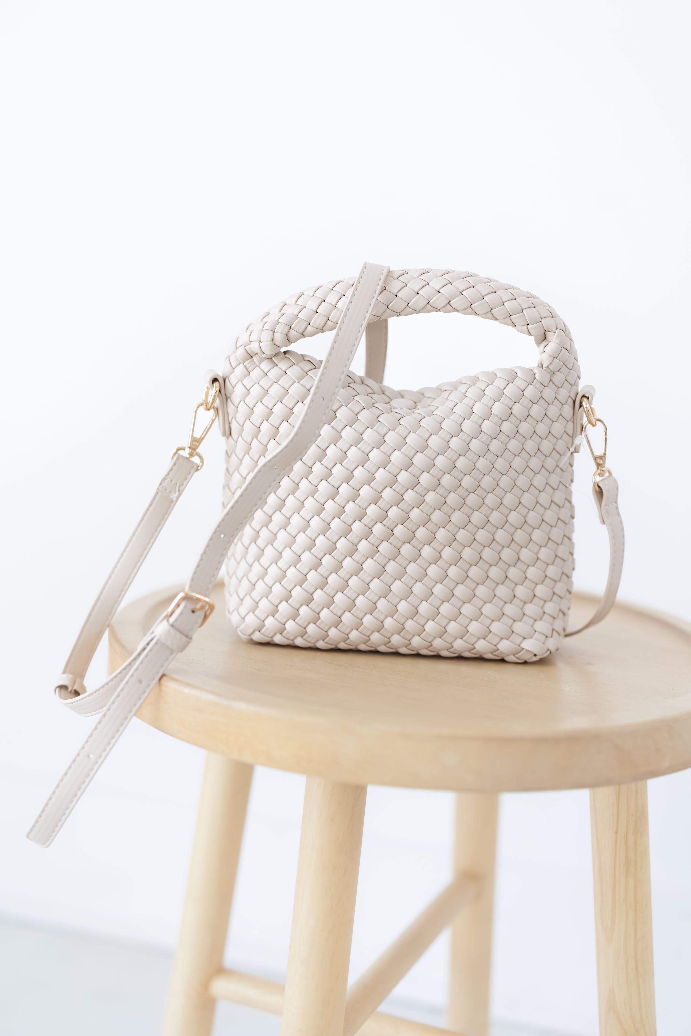 Jessamine Woven Vegan Leather Crossbody - Ivory