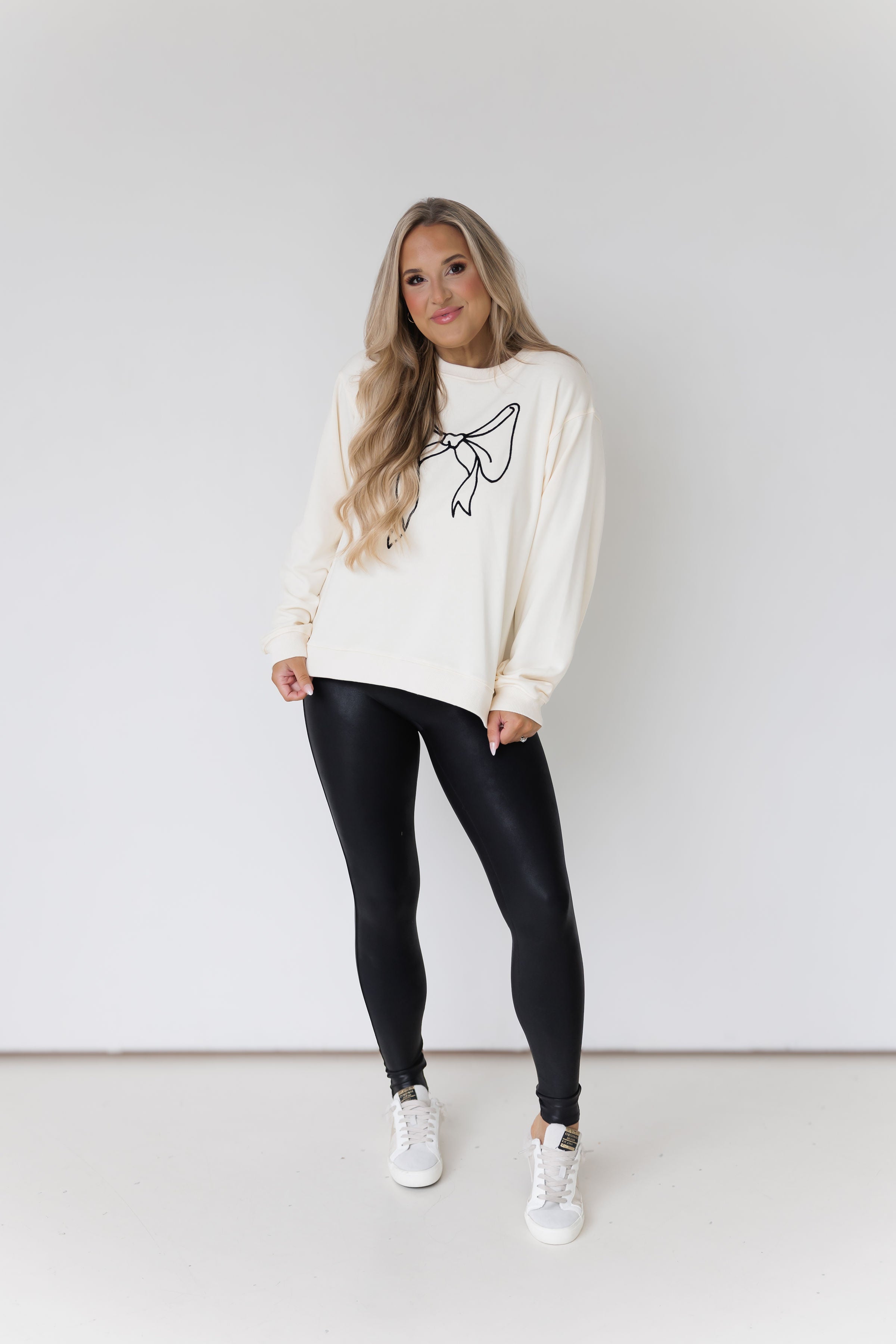 Simply Tied Pullover - Cream/Black