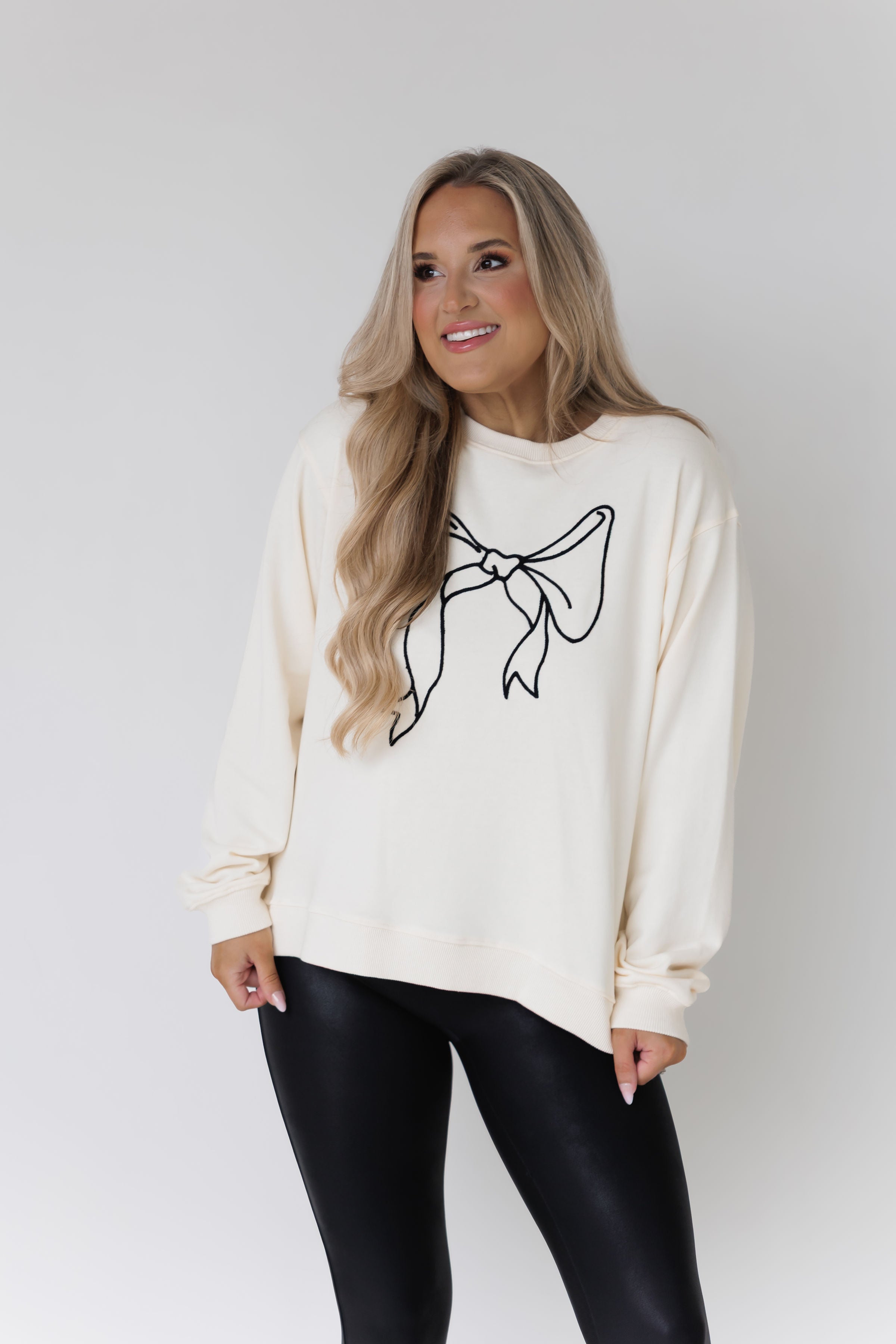 Simply Tied Pullover - Cream/Black