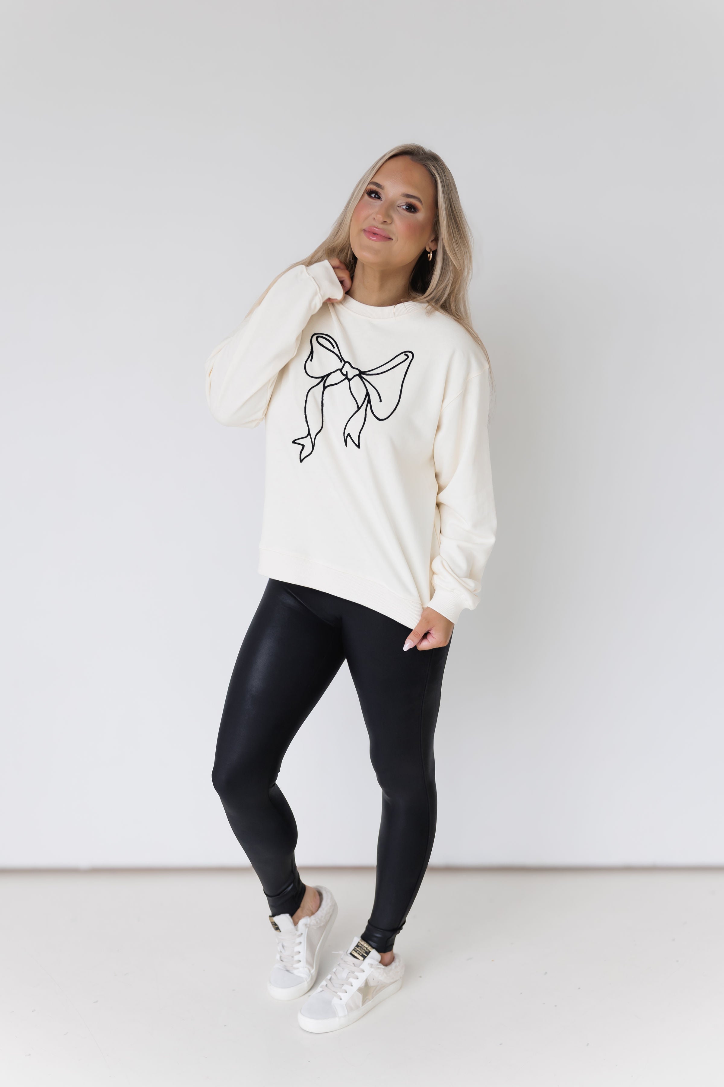 Simply Tied Pullover - Cream/Black