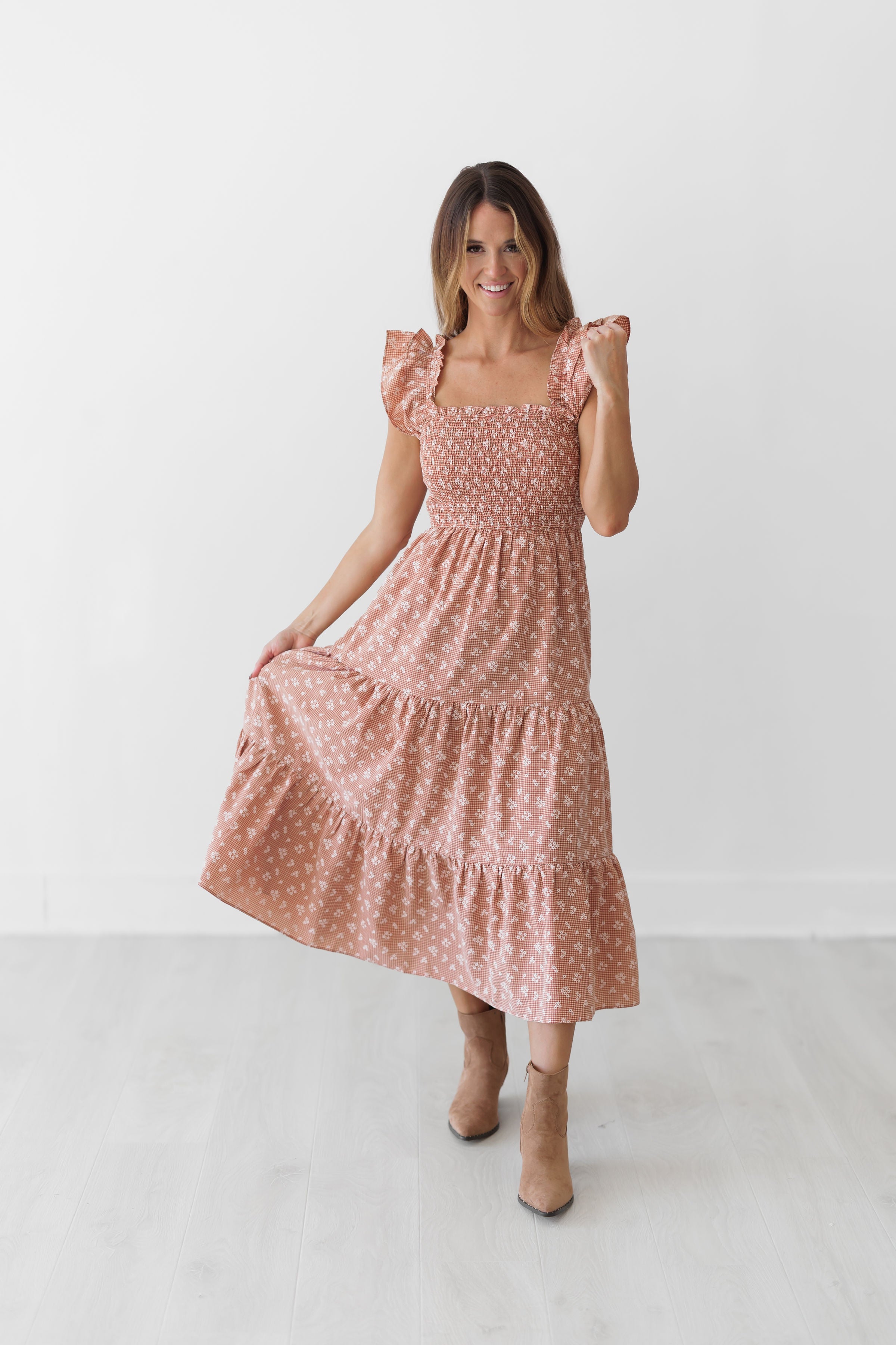 Ainsley Dress - Rust/Natural