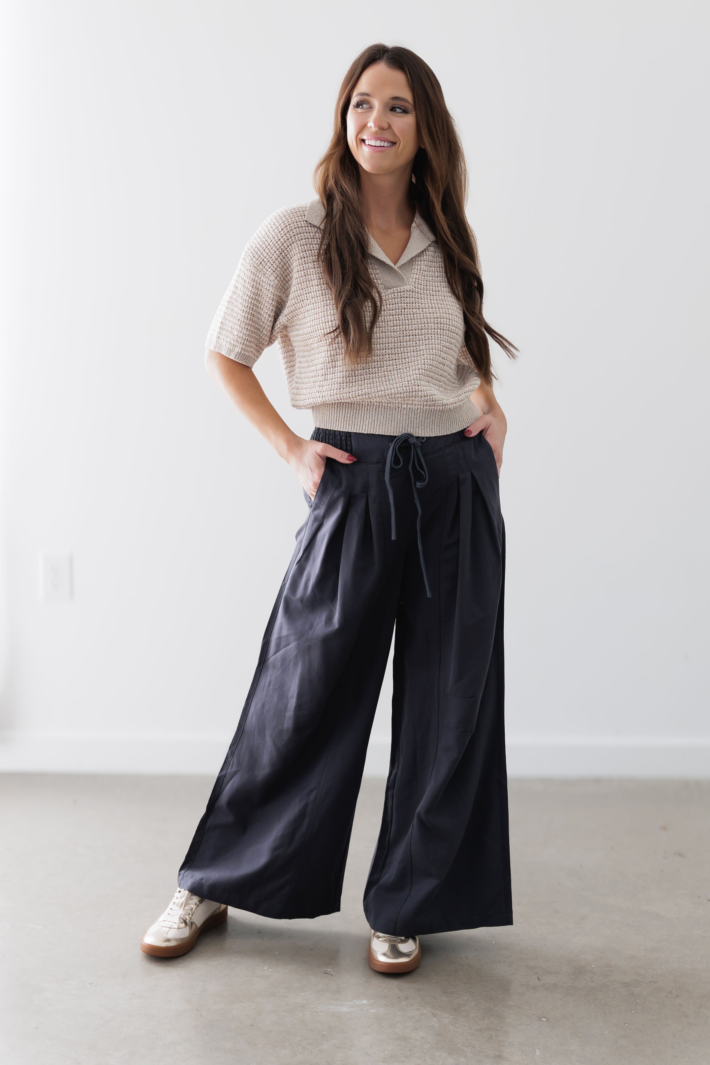 Keep Moving Forward Top - Taupe/White