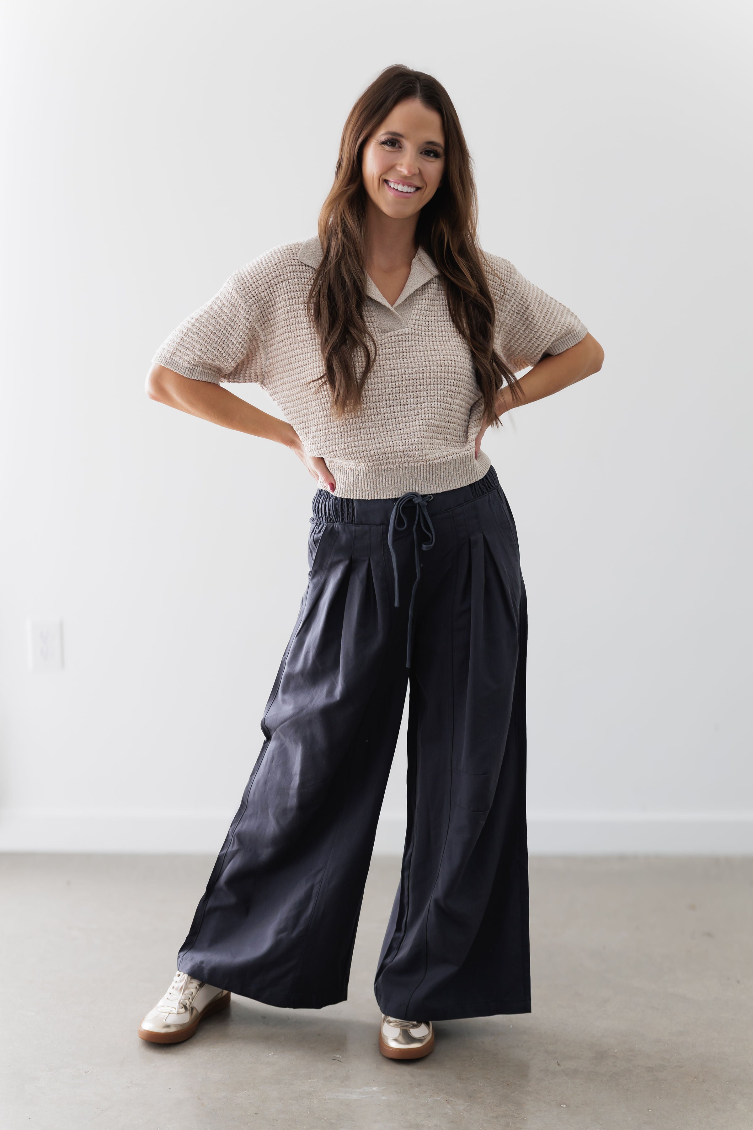 Keep Moving Forward Top - Taupe/White