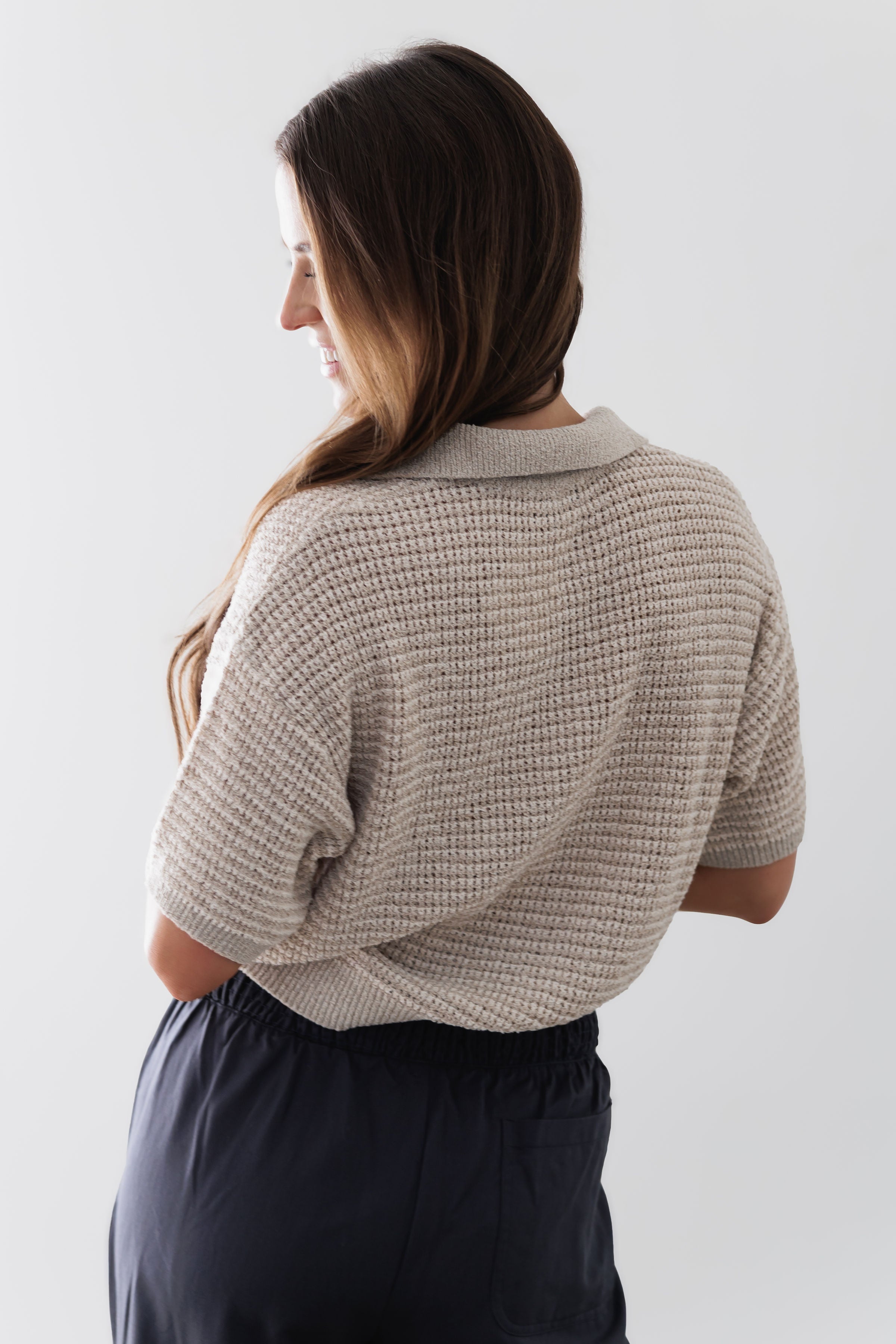 Keep Moving Forward Top - Taupe/White